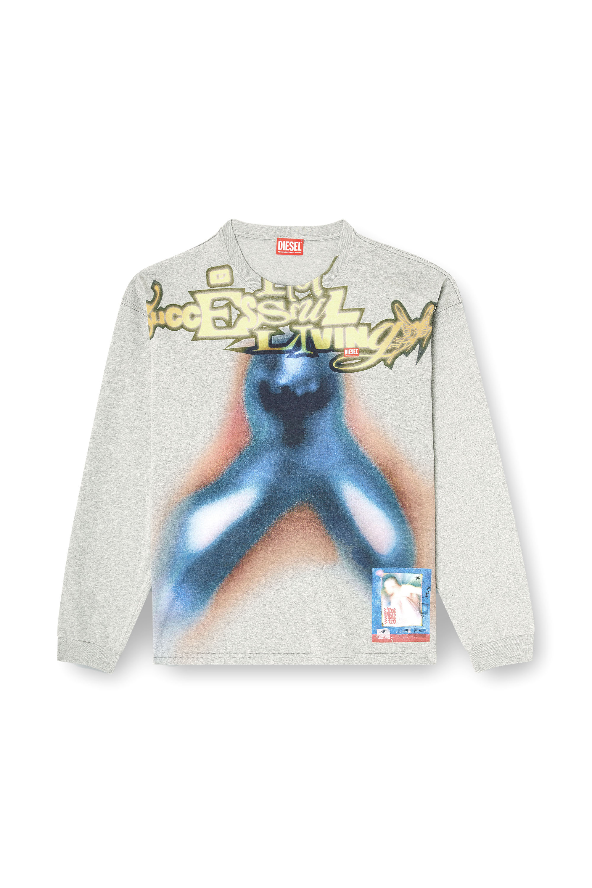 Diesel - T-BOXT-LS-V1, Male's 長袖Tシャツ in ブルー/グレー - 2