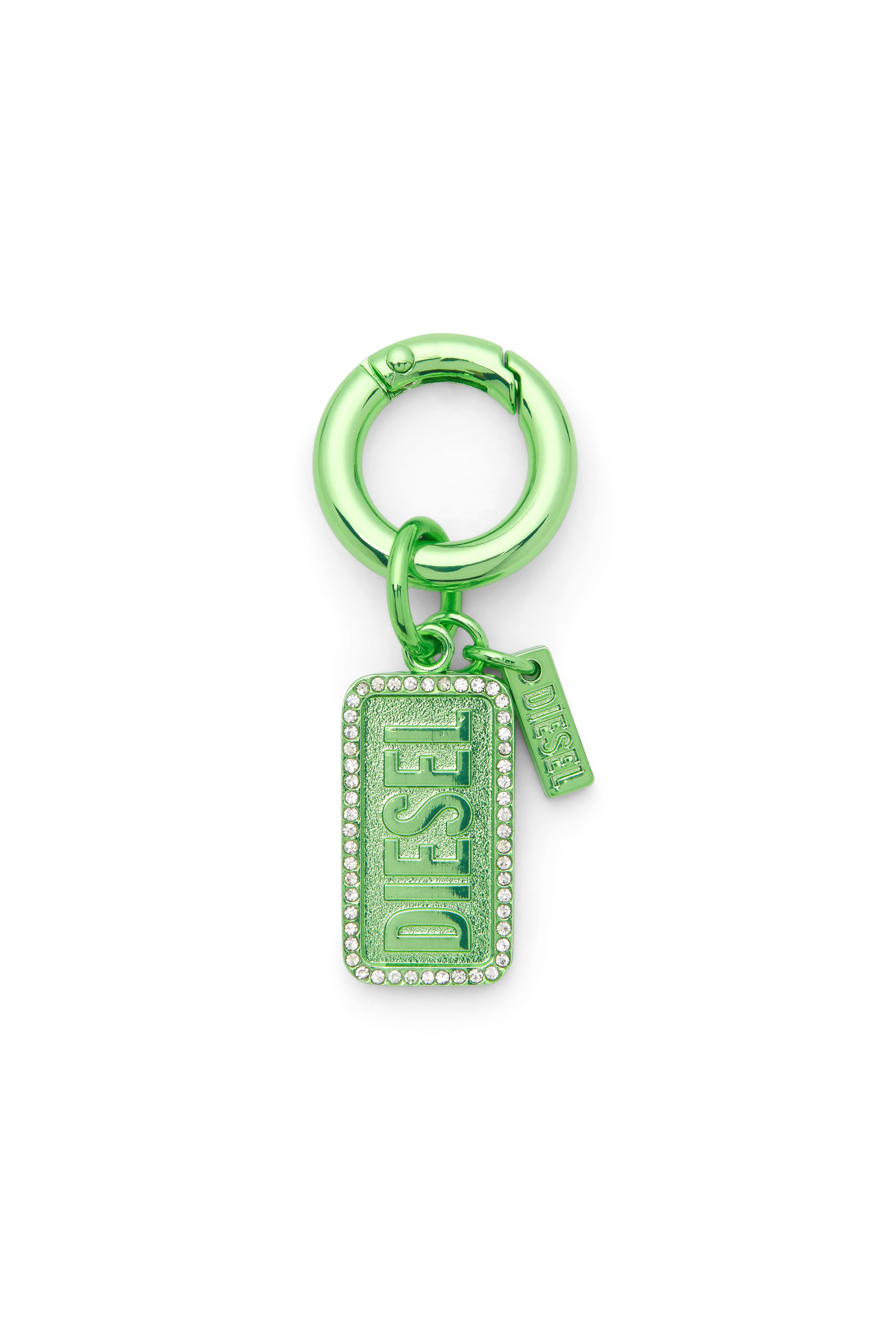 Diesel - CHARM-DIESEL, Unisex's Metal keyring with Diesel logo and rhinestones in グリーン - 1
