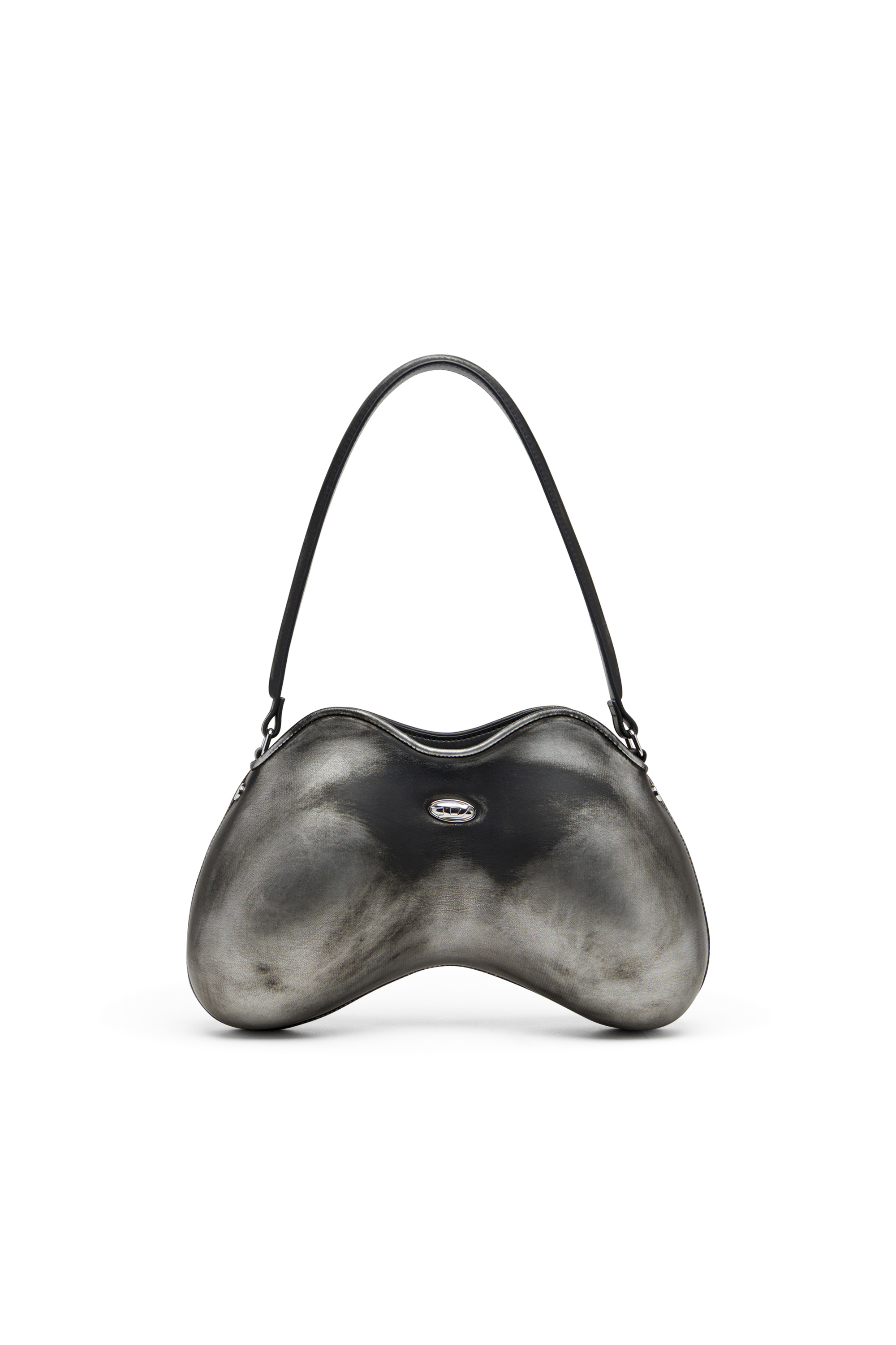 Diesel - DOUBLE-D SHOULDER, Female's Double-D-Rigid shoulder bag in brushed PU in ブラック/シルバー - 1