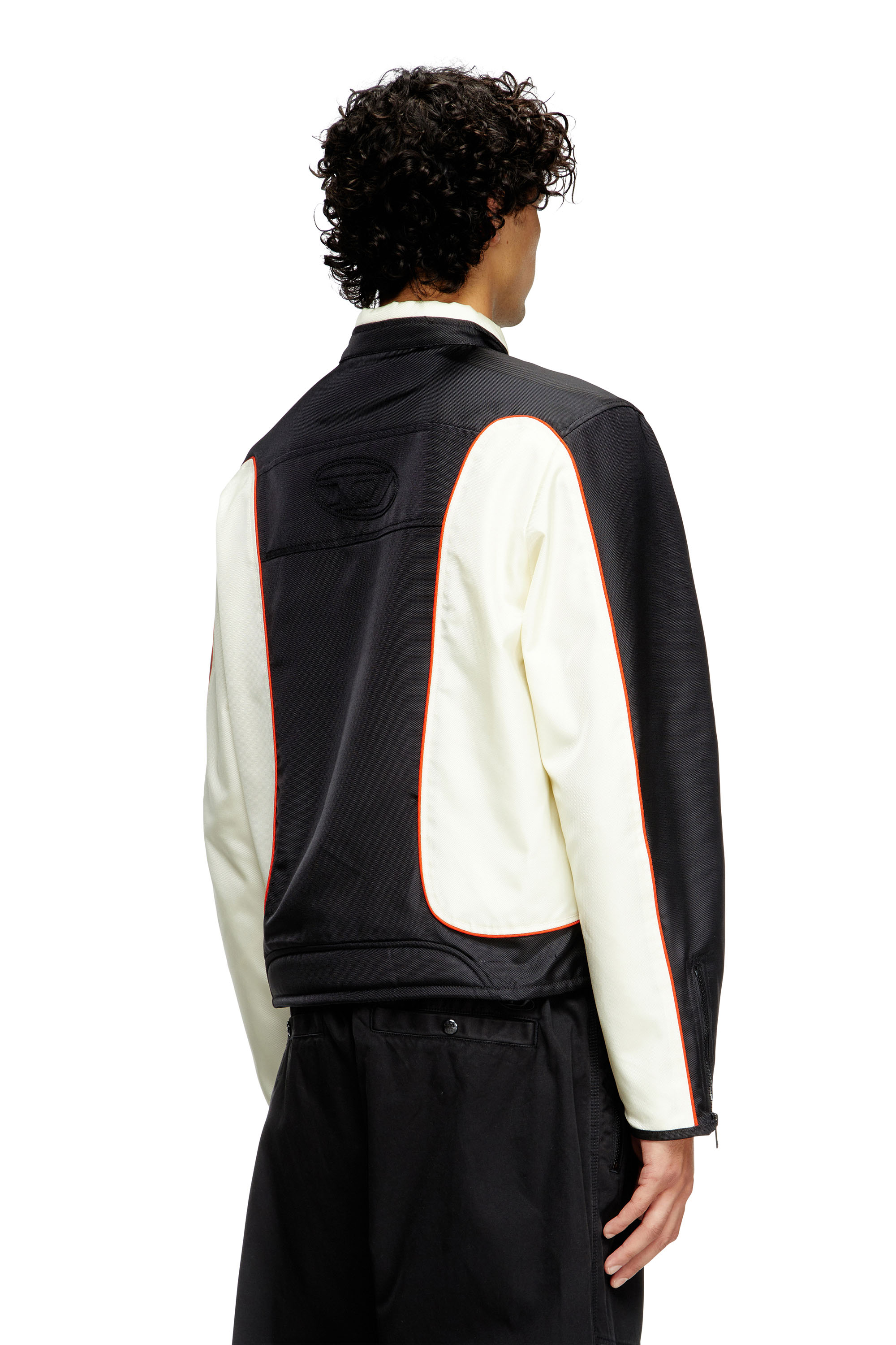 Diesel - J-BLINK-A, Male's Colour-block biker jacket with piping in ホワイト/ブラック - 4