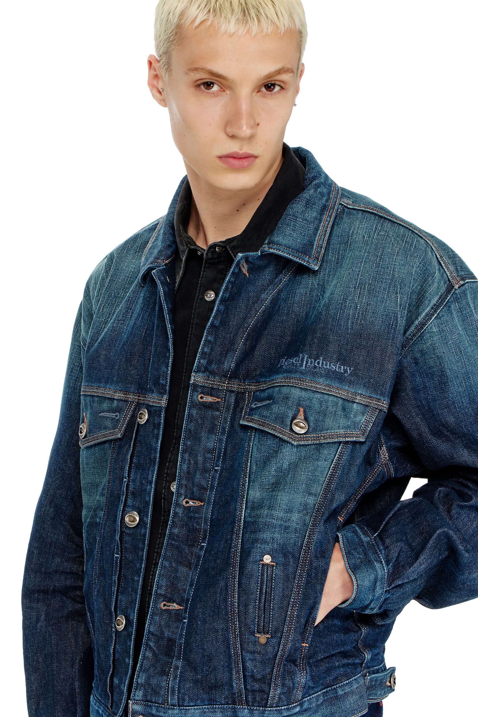 Diesel - D-DENVER-CL, Unisex's デニムジャケット in ミディアムブルー - 4