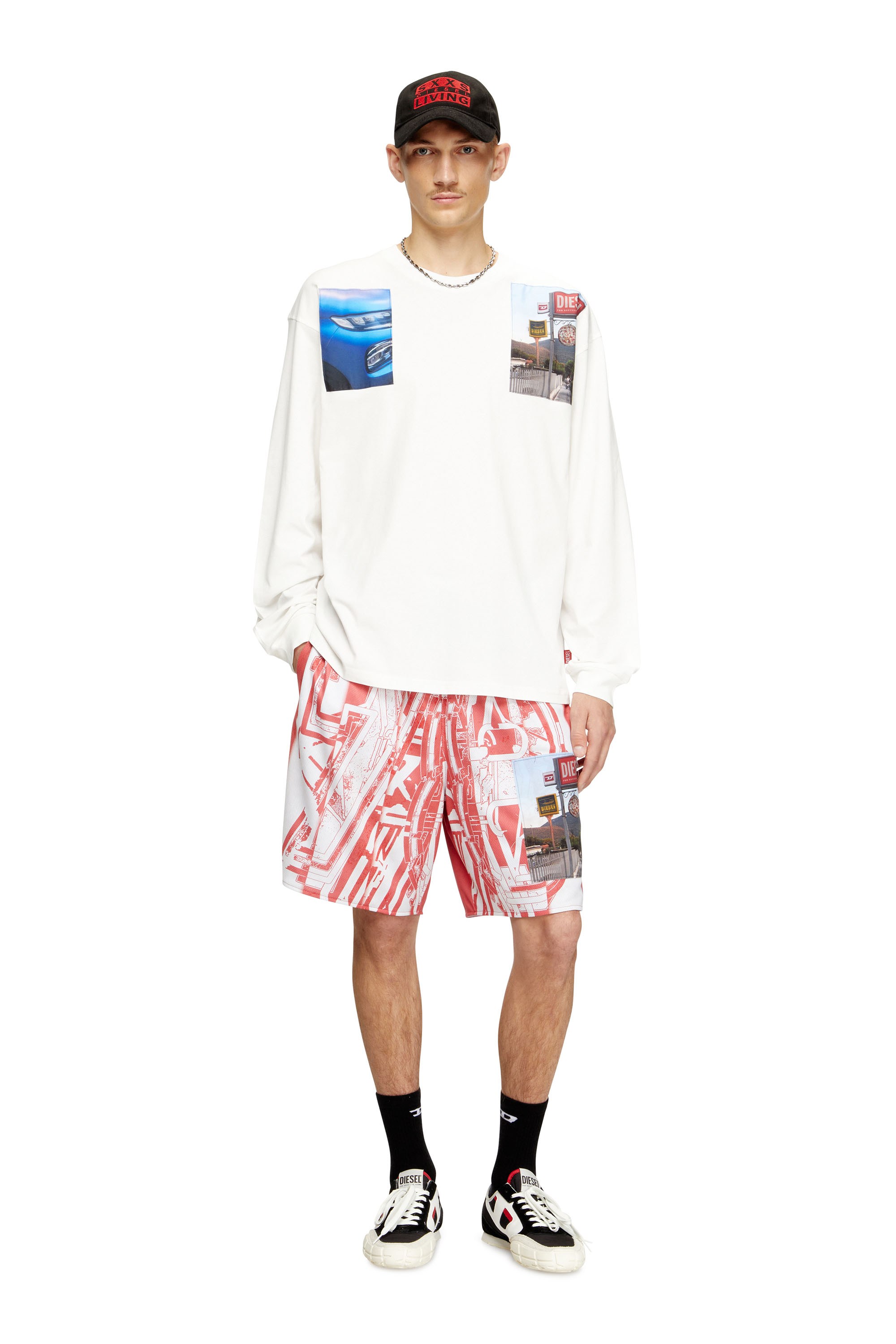 Diesel - T-BOXT-LS-T5, Male's Long-sleeve T-shirt with logo photo patches in ホワイト - 2