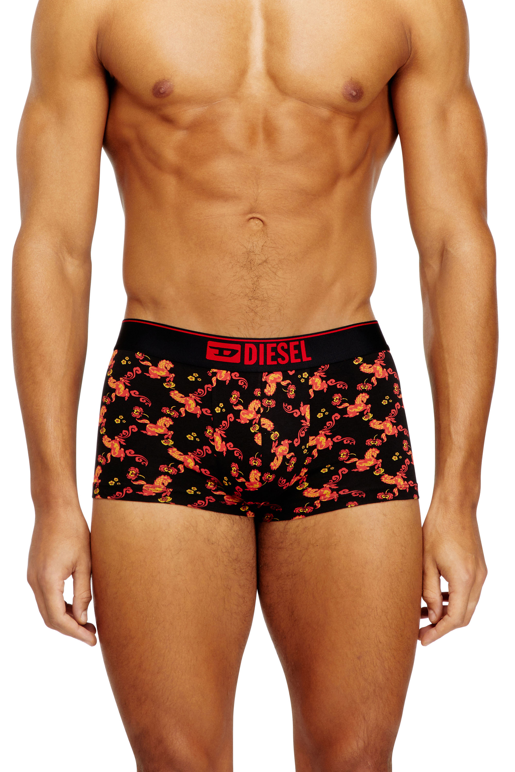 Diesel - DAMIEN-GFT, Male's Boxer briefs in cotton with all-over print in ブラック/レッド - 2