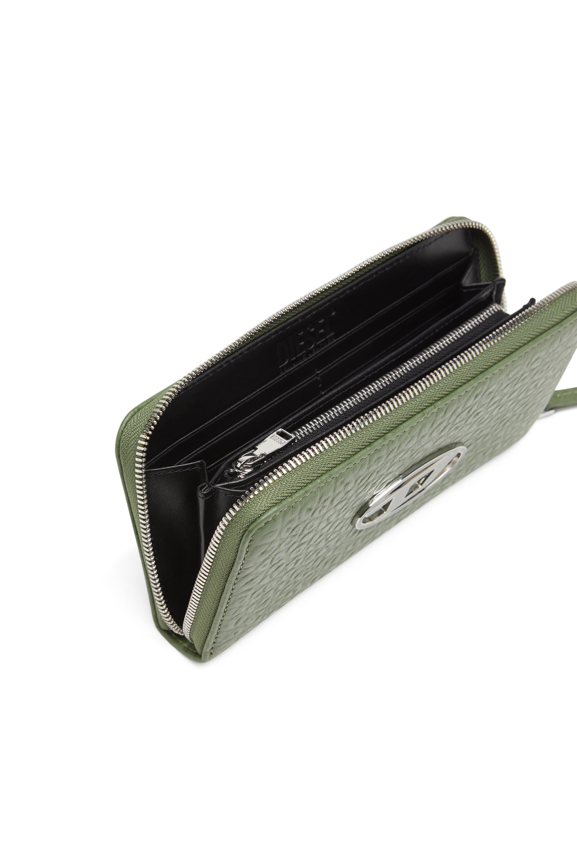 Diesel - GARNET, Male's メンズ カウレザー ラウンドジップ ロングウォレット in グリーン - 3