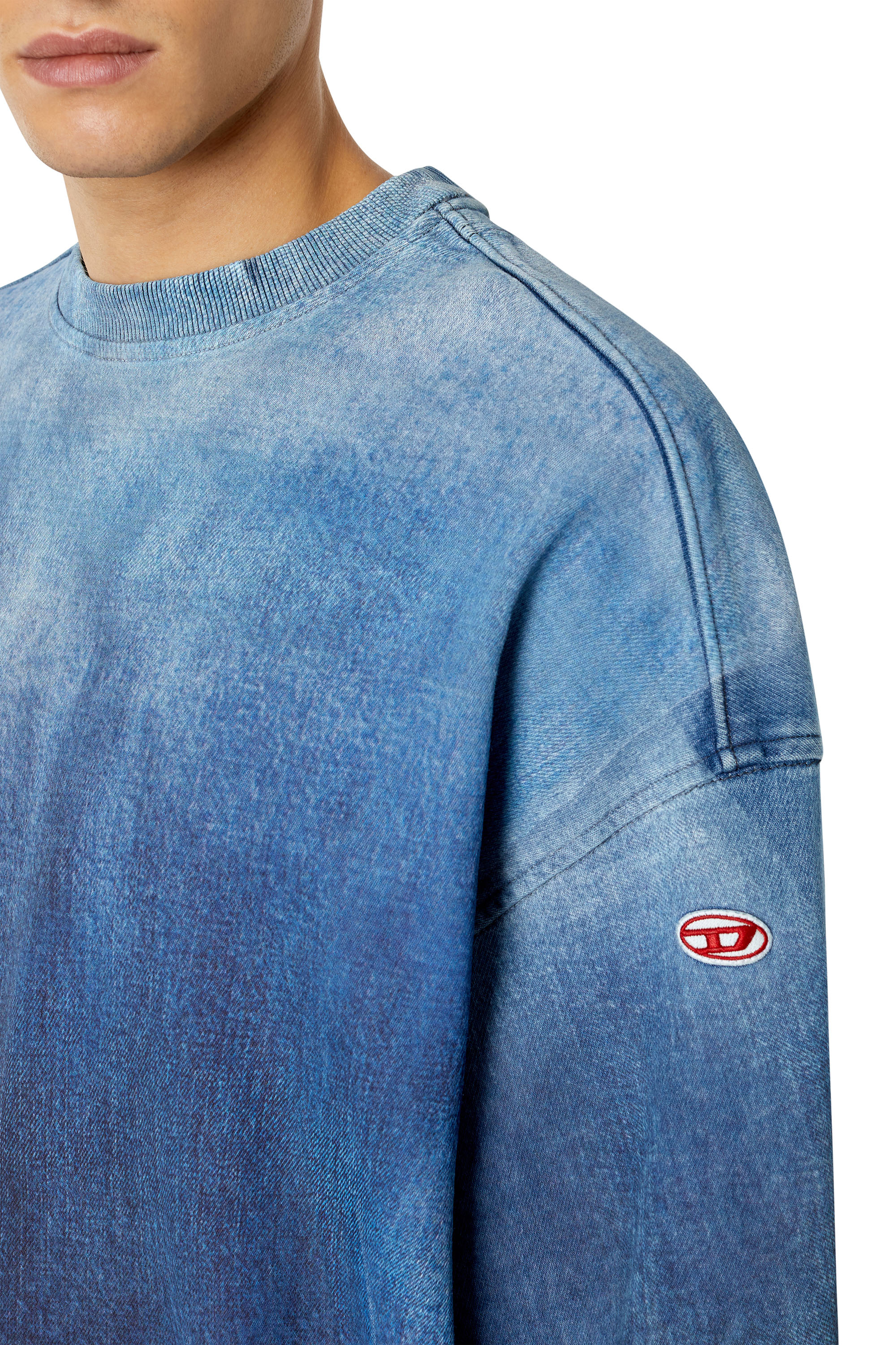 Diesel - D-KRIB TRACK DENIM SWEATSHIRT, ミディアムブルー - Image 3