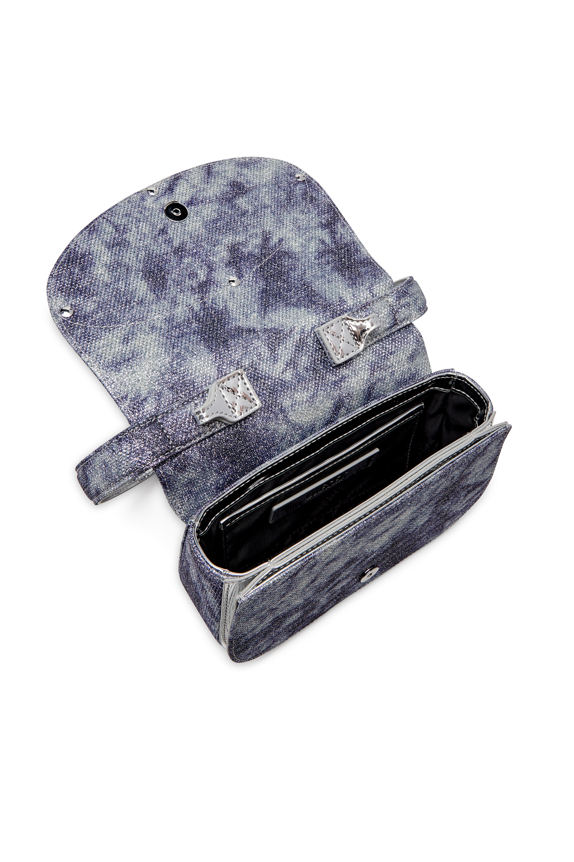 Diesel - 1DR, Female's 1DR-Iconic shoulder bag in shimmer fabric in ブルー - 4