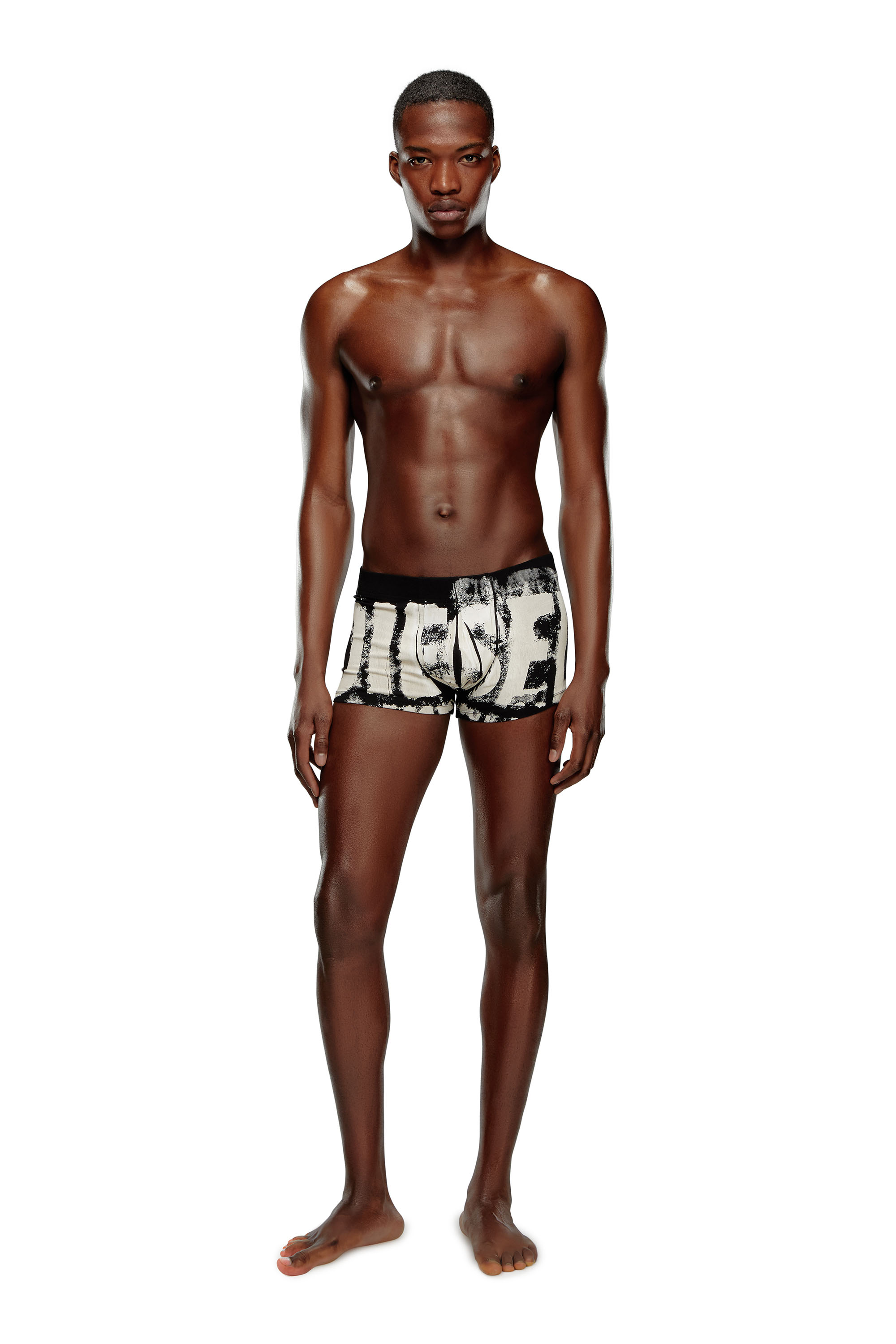 Diesel - UMBX-DAMIEN, Male's Boxer briefs with blurry Super Logo in ブラック/ホワイト - 1
