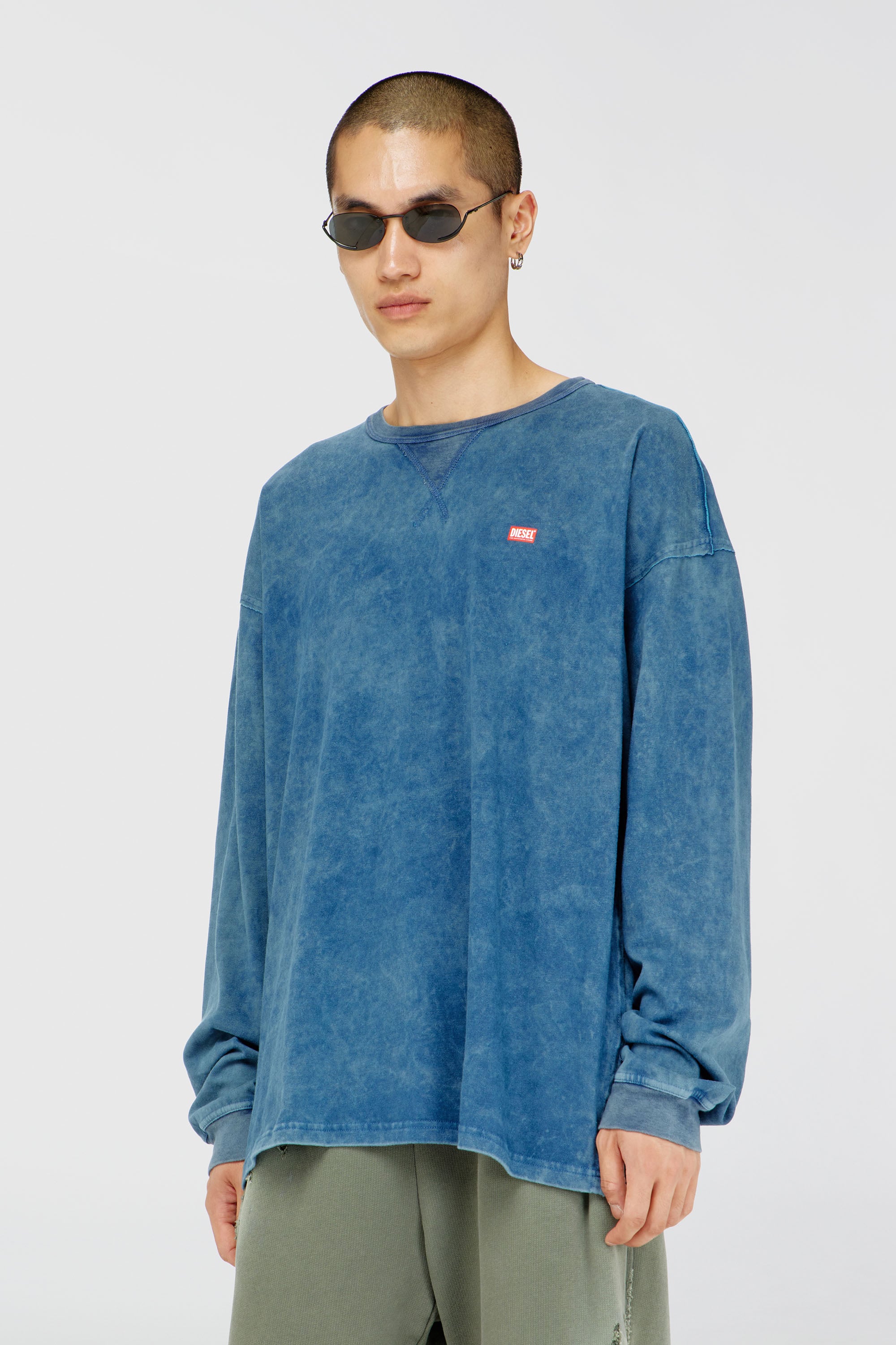 Diesel - T-BOXT-LS-RAW, Male's 長袖Tシャツ in ミディアムブルー - 1