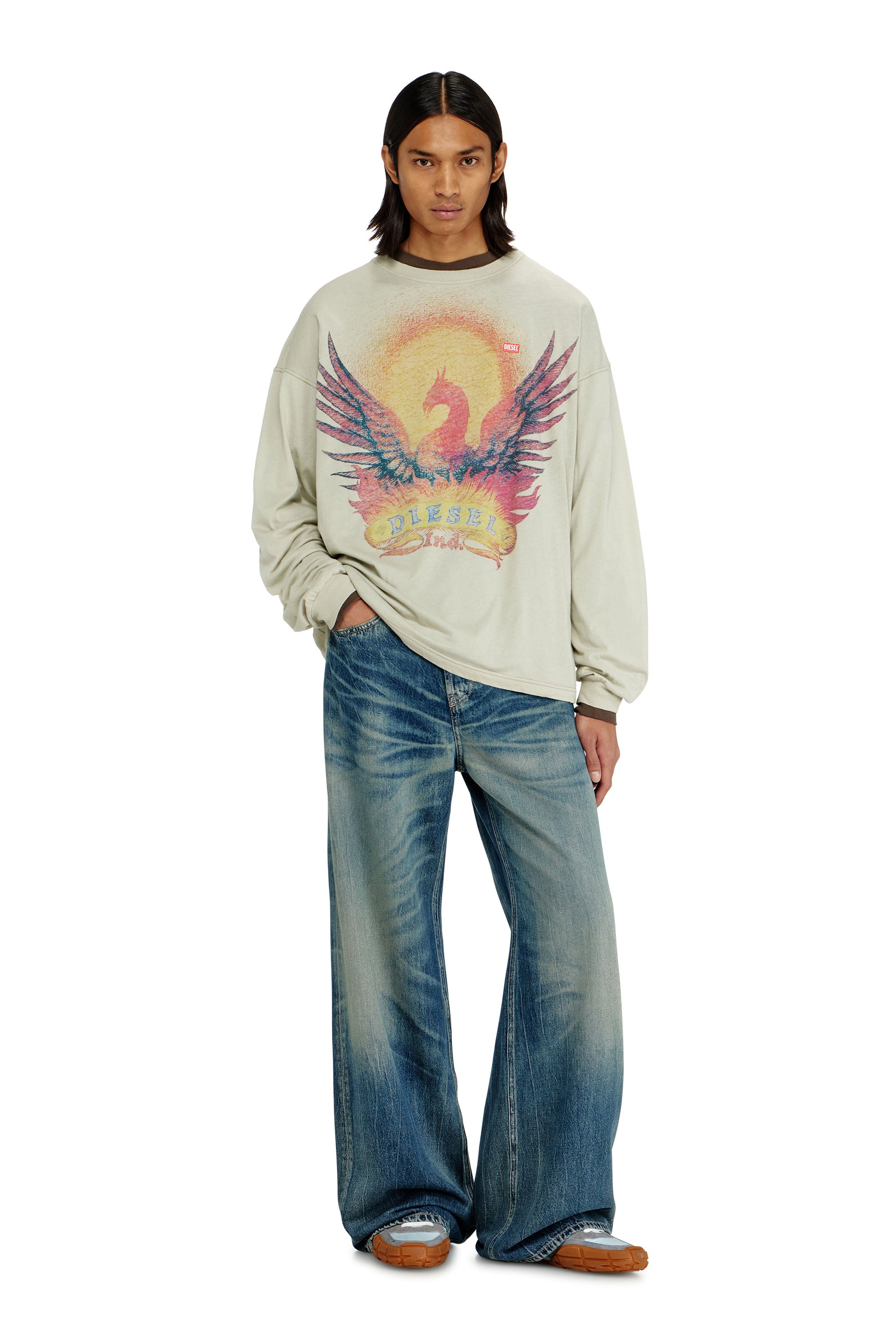 Diesel - T-BOXT-LS-AA1, Male's 長袖Tシャツ in ベージュ - 2