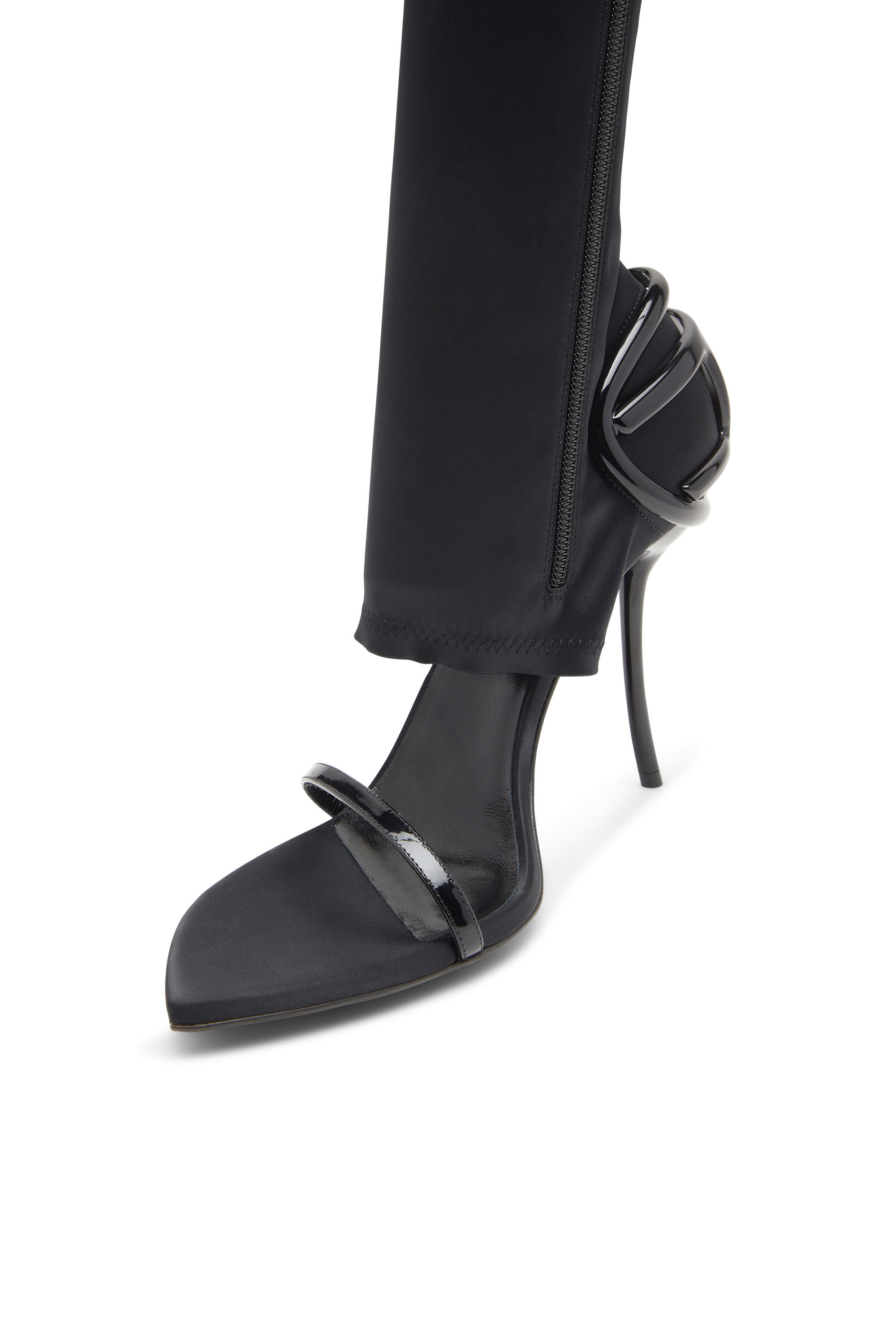 Diesel - D-TEN&HALF SDL KB, Female's D-Ten&Half-Stiletto knee boot sandals in stretch satin in ブラック - 5
