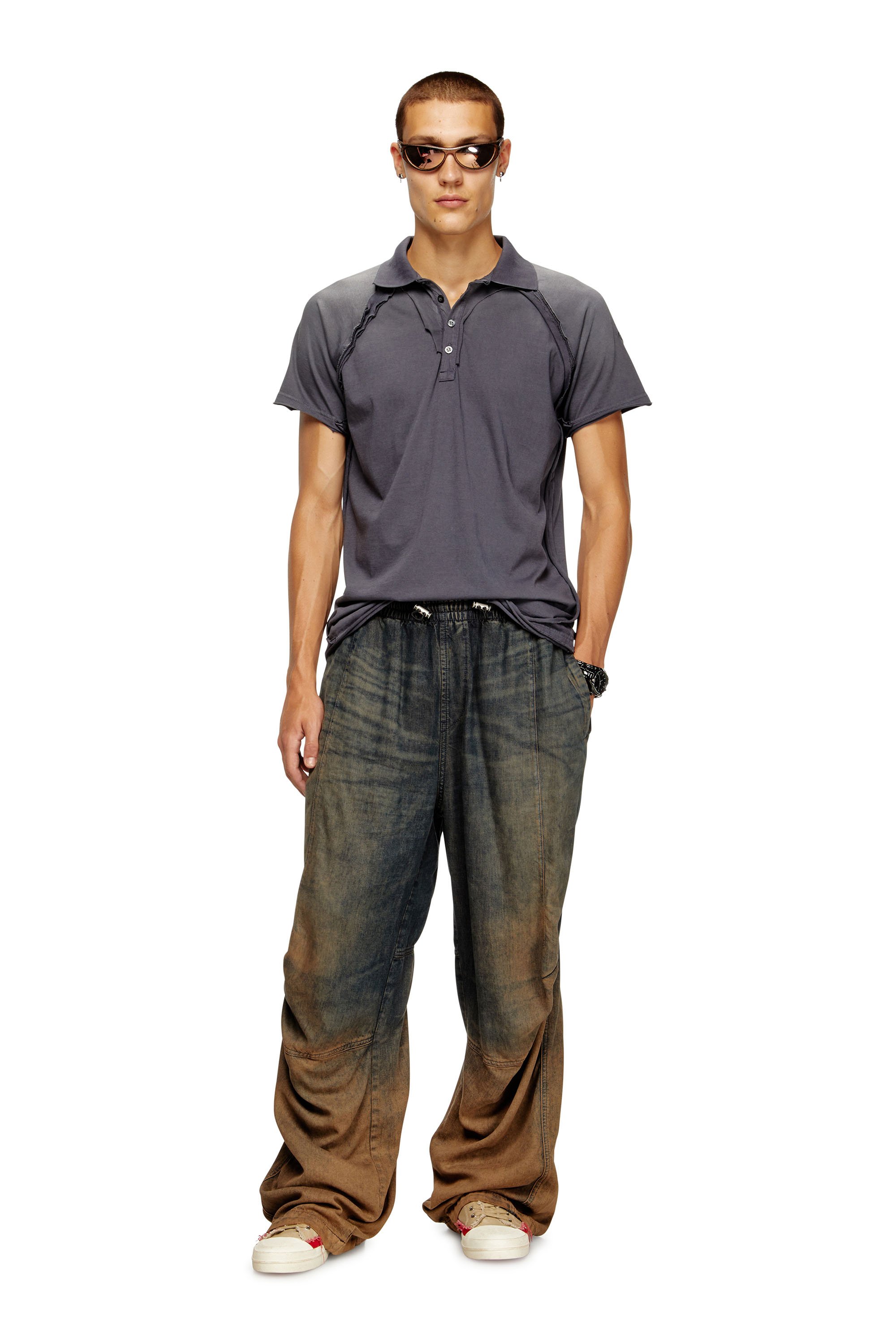 Diesel - T-NORY, Male's Polo shirt with peel-off effect in グレー - 2