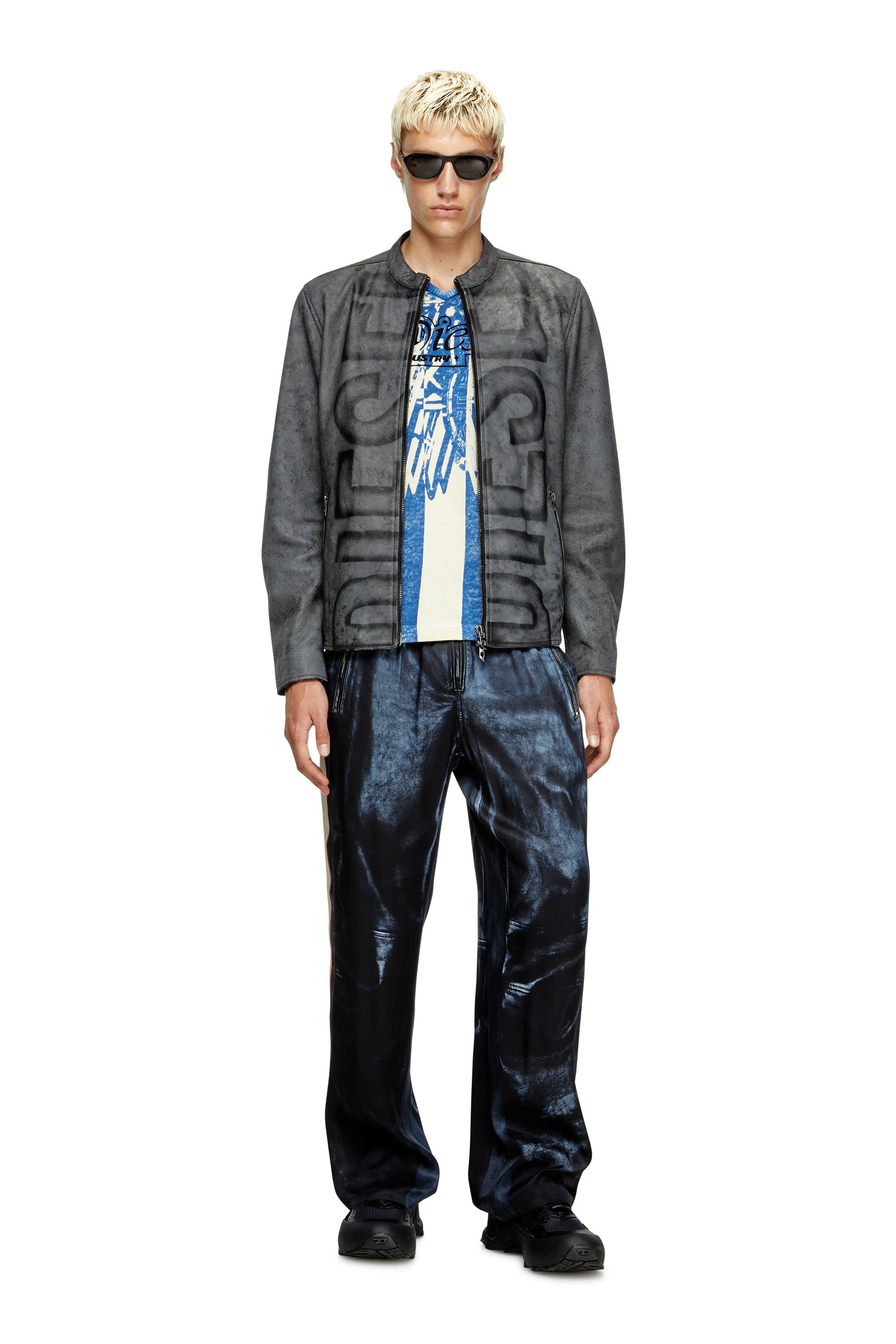 Diesel - L-EVERT-A, Male's レザージャケット in グレー - 1