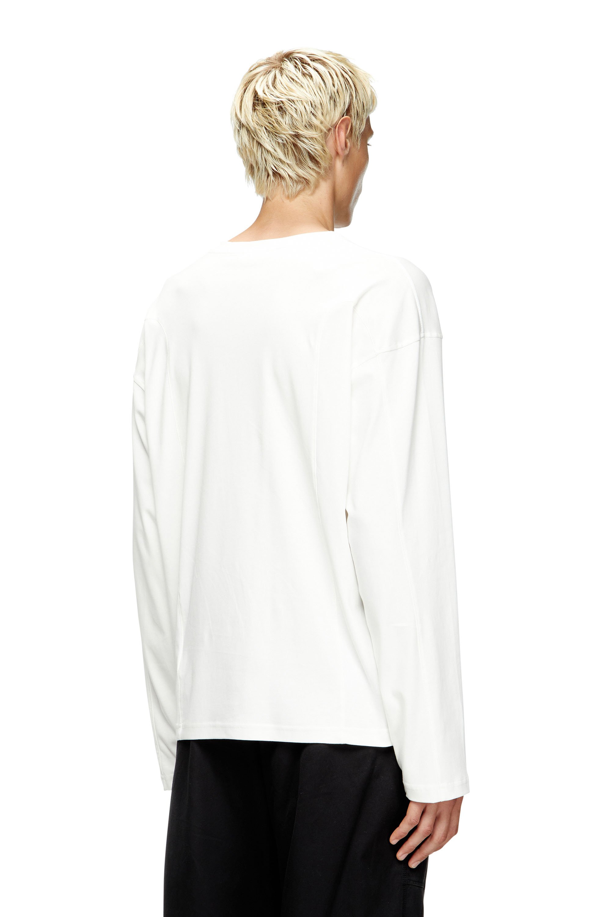 Diesel - T-BOXT-LS-INT, Male's Long-sleeve T-shirt with panels in ホワイト - 4