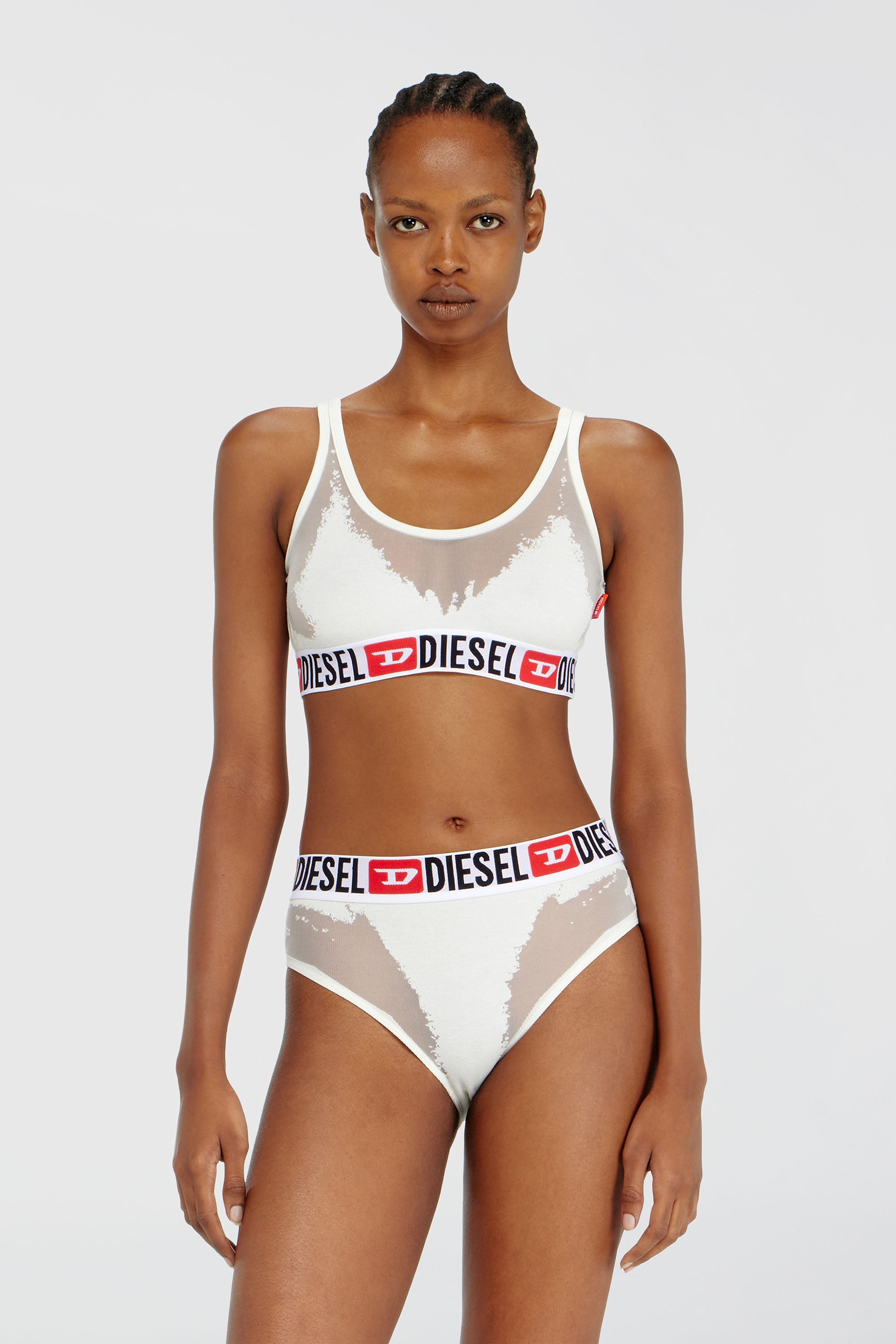 Diesel - PR-ORIBA-D-CORE, Female's Bralette with sheer devor&eacute; effect in ホワイト - 1