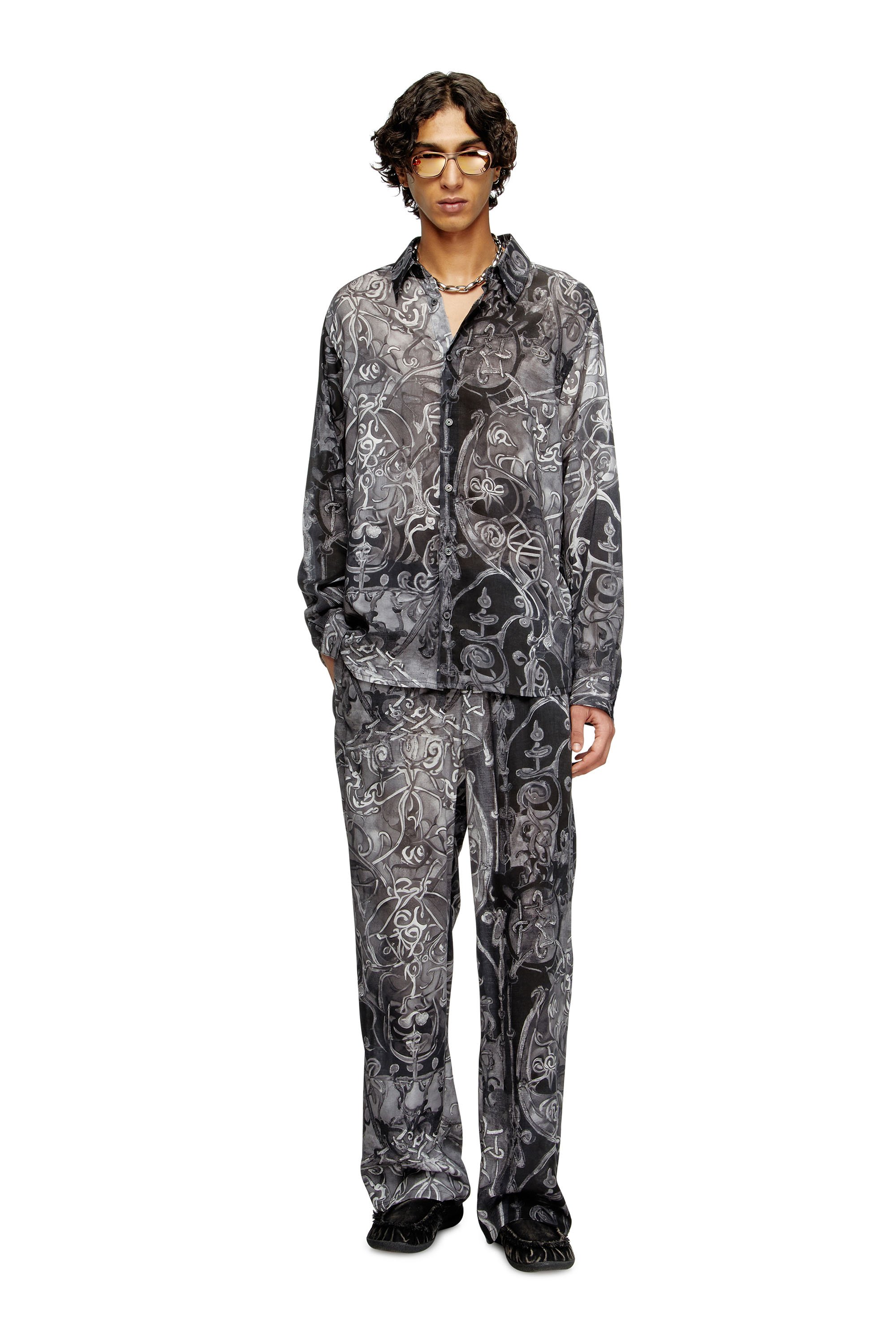Diesel - S-SIMPLY-B-AJFW, Male's TENCEL™ shirt with medieval print in ブラック - 2