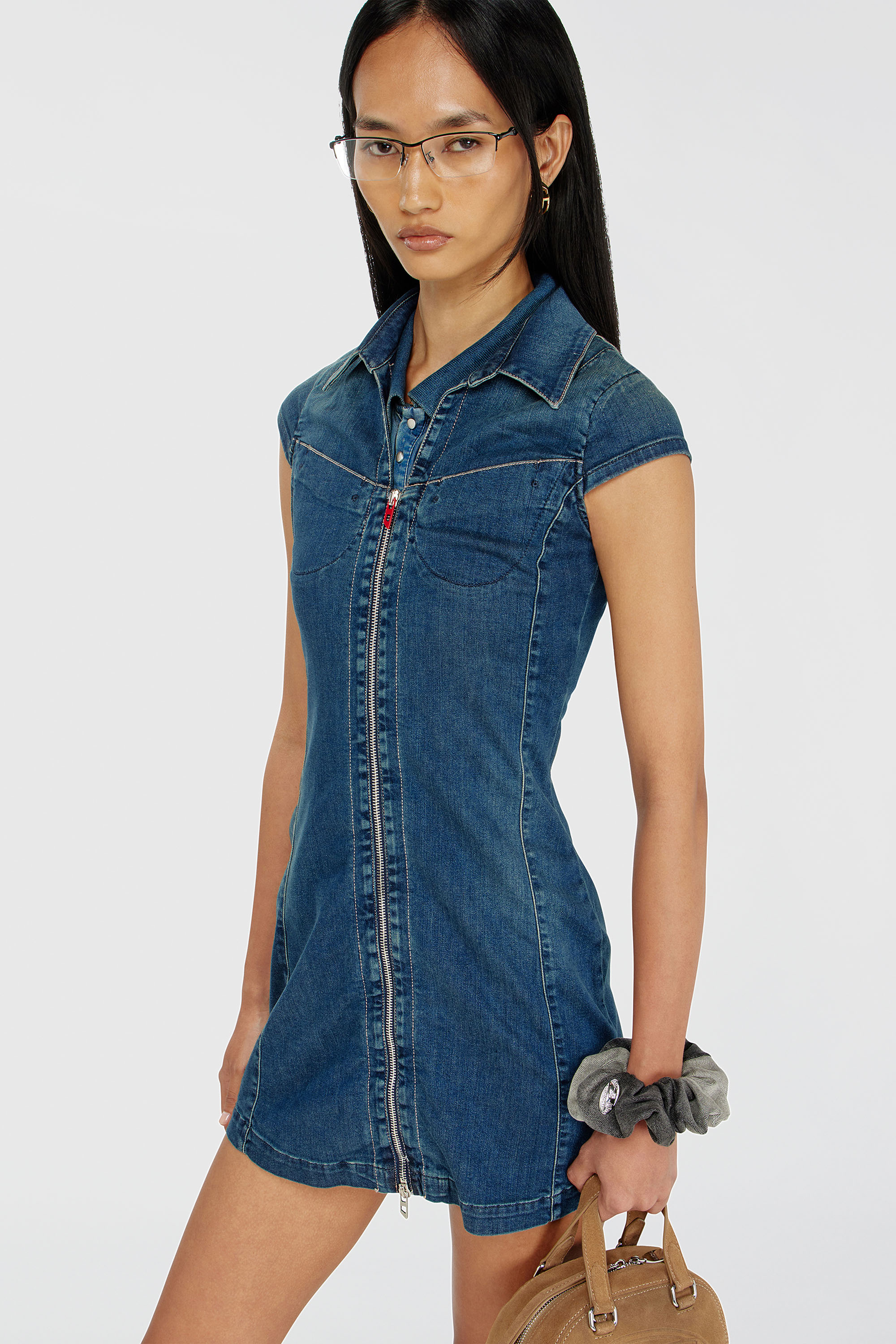 Diesel - DE-LORVYN-S, Female's デニムドレス in ミディアムブルー - 5
