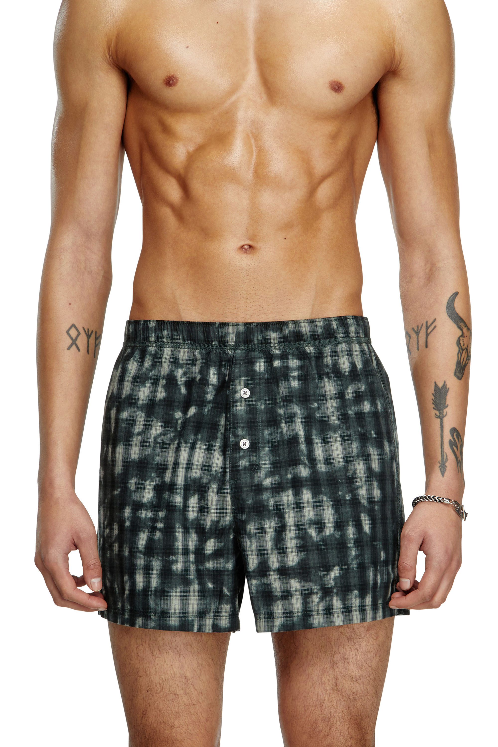Diesel - STARK-UTLT, Unisex's Boxers with check print in ダークグリーン - 2