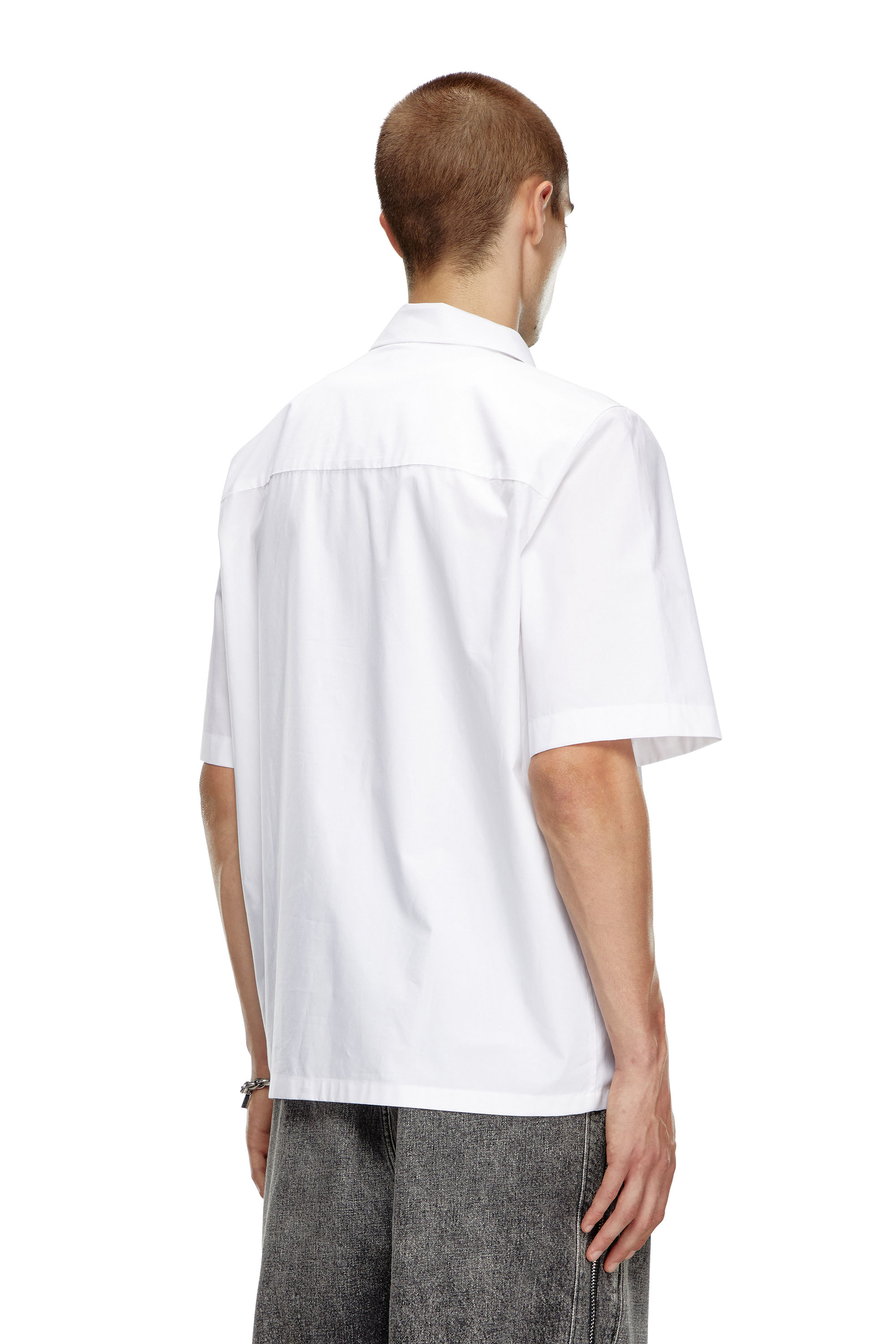 Diesel - S-MAC-C, Male's Bowling shirt with logo embroidery in ホワイト - 4