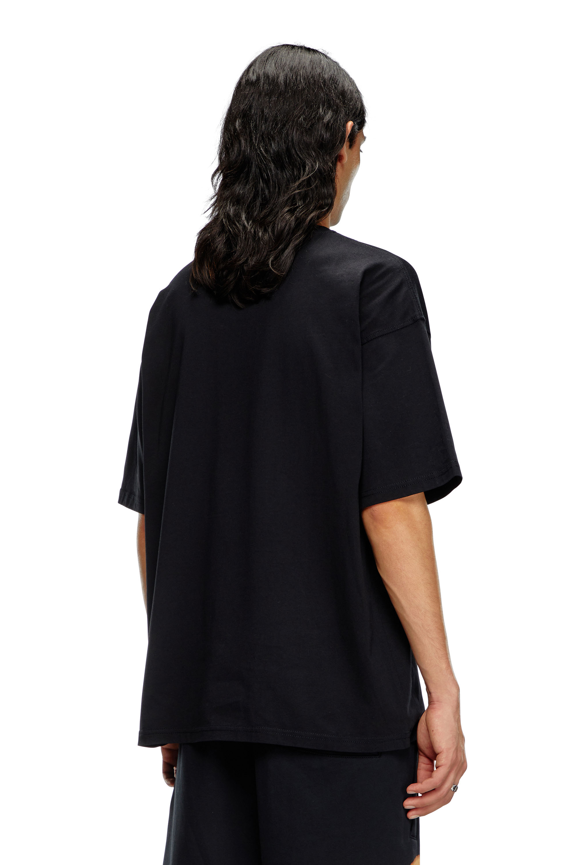 Diesel - T-BOXT-BLEACH, Male's T-shirt with bleached Oval D logo in オレンジ/ぶ - 4