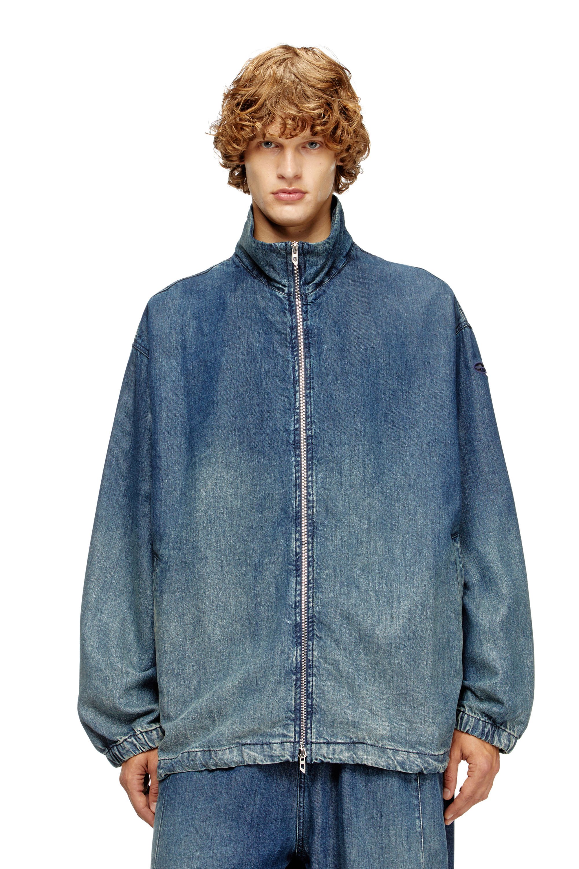 Diesel - D-KRAP-S6, Male's Zipped jacket in fluid denim in ミディアムブルー - 1