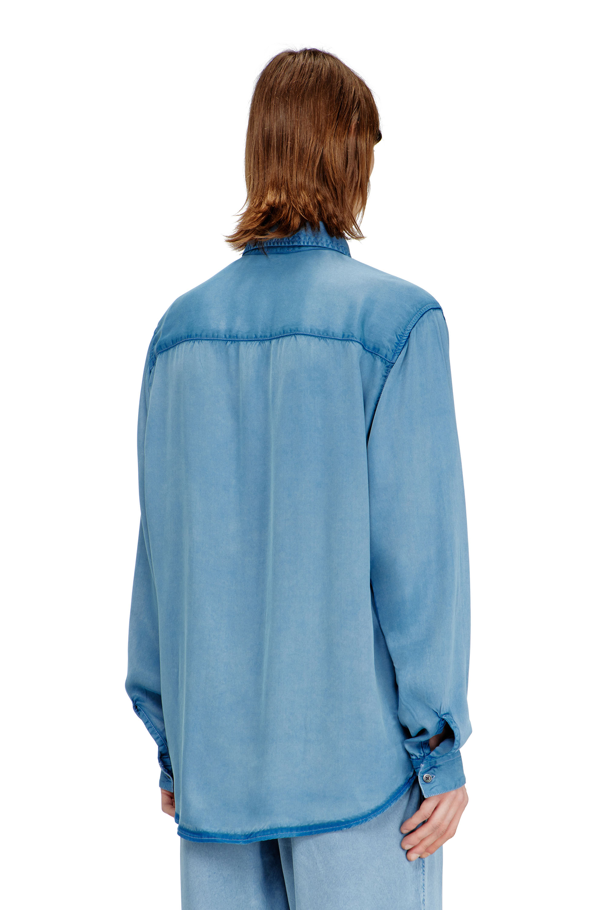 Diesel - S-HOLG, Male's Shirt in denim-effect satin in null - 4