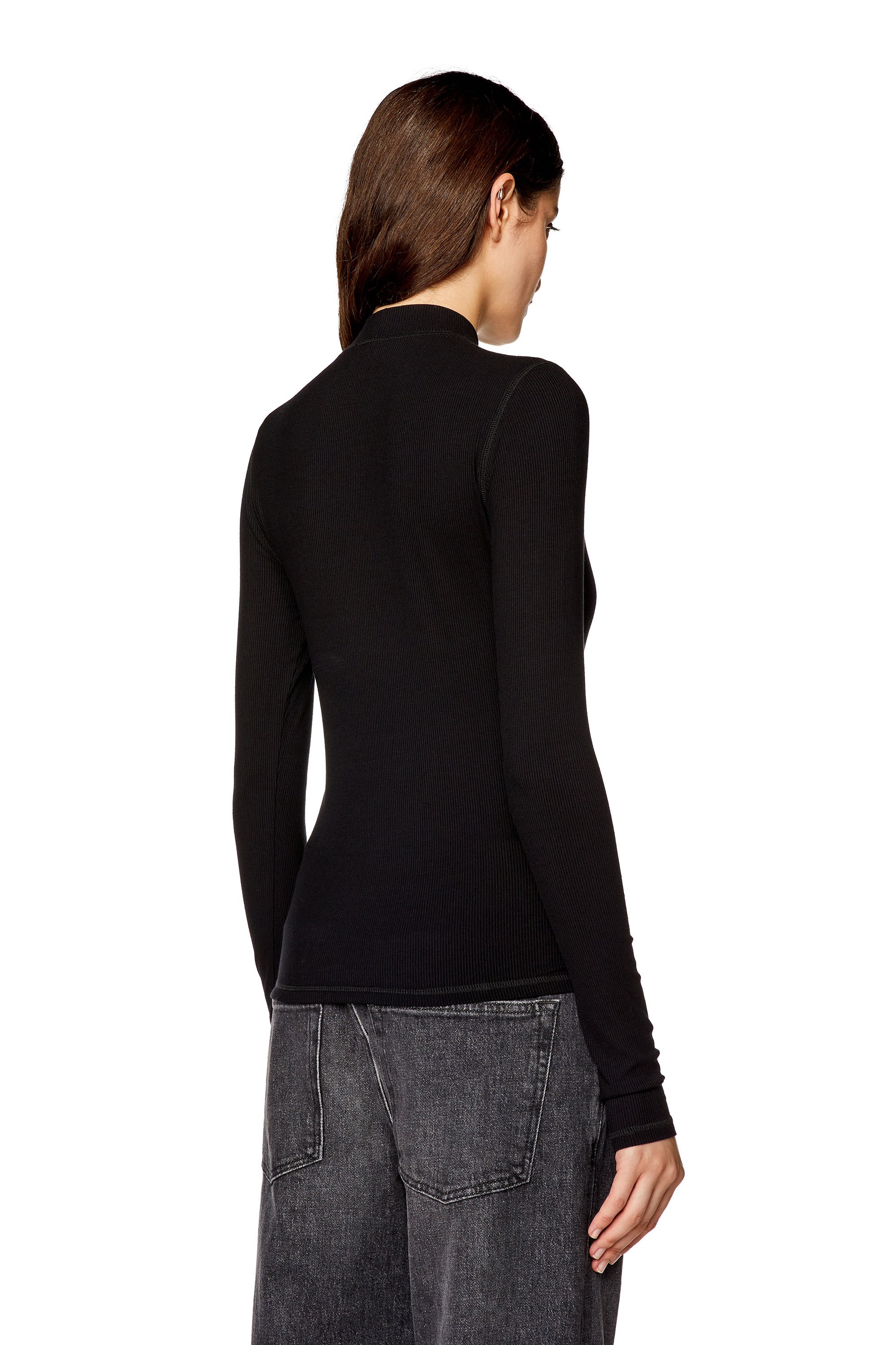 Diesel - T-MOKKY-LS-MICRODIV, Female's ロングTシャツモックネックリブトップス in ブラック - 4