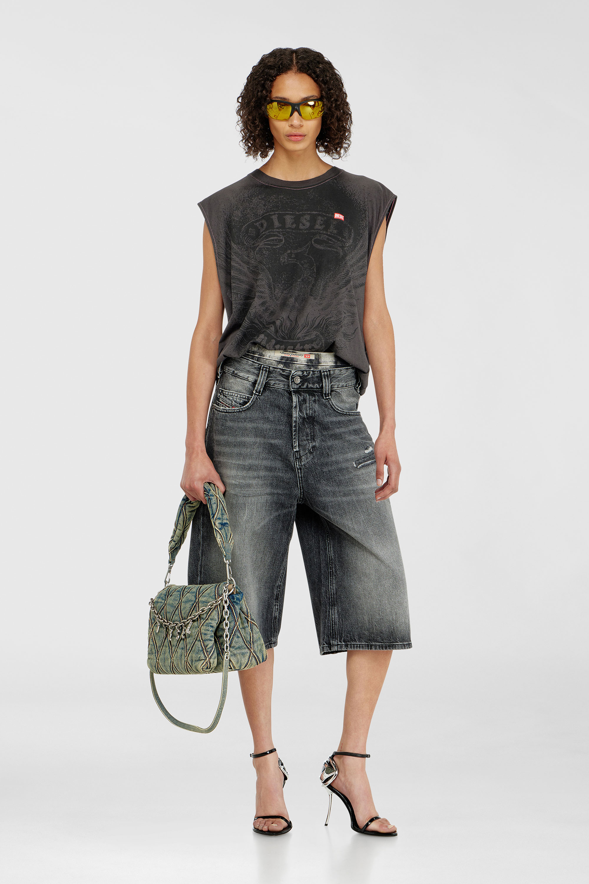 Diesel - D-ENIM-M-SHORT, Unisex's デニムショートパンツ in ダークグレー - 1