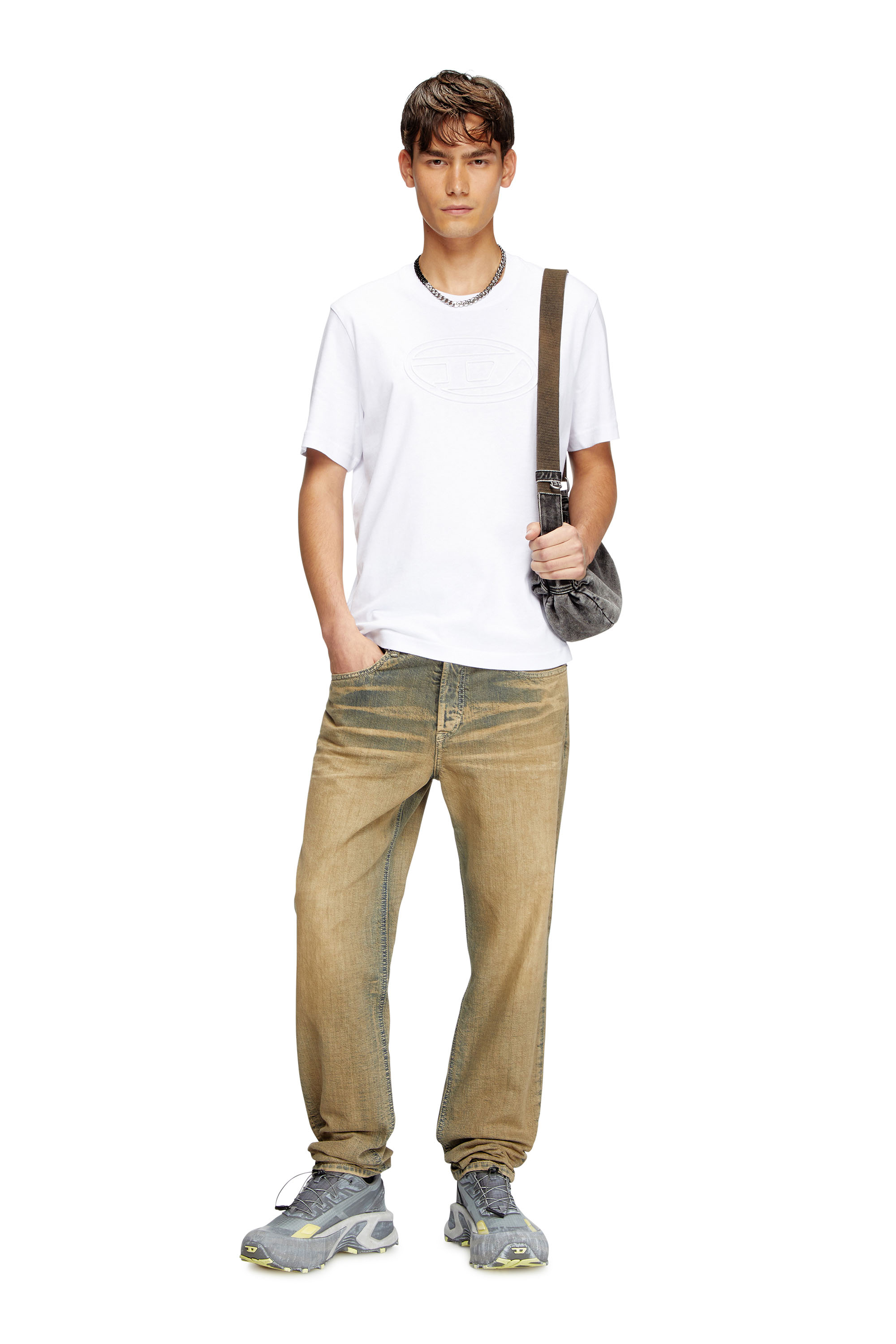 Diesel - T-ADJUST-BIGOVAL, Male's T-shirt with embossed Oval D in ホワイト - 2