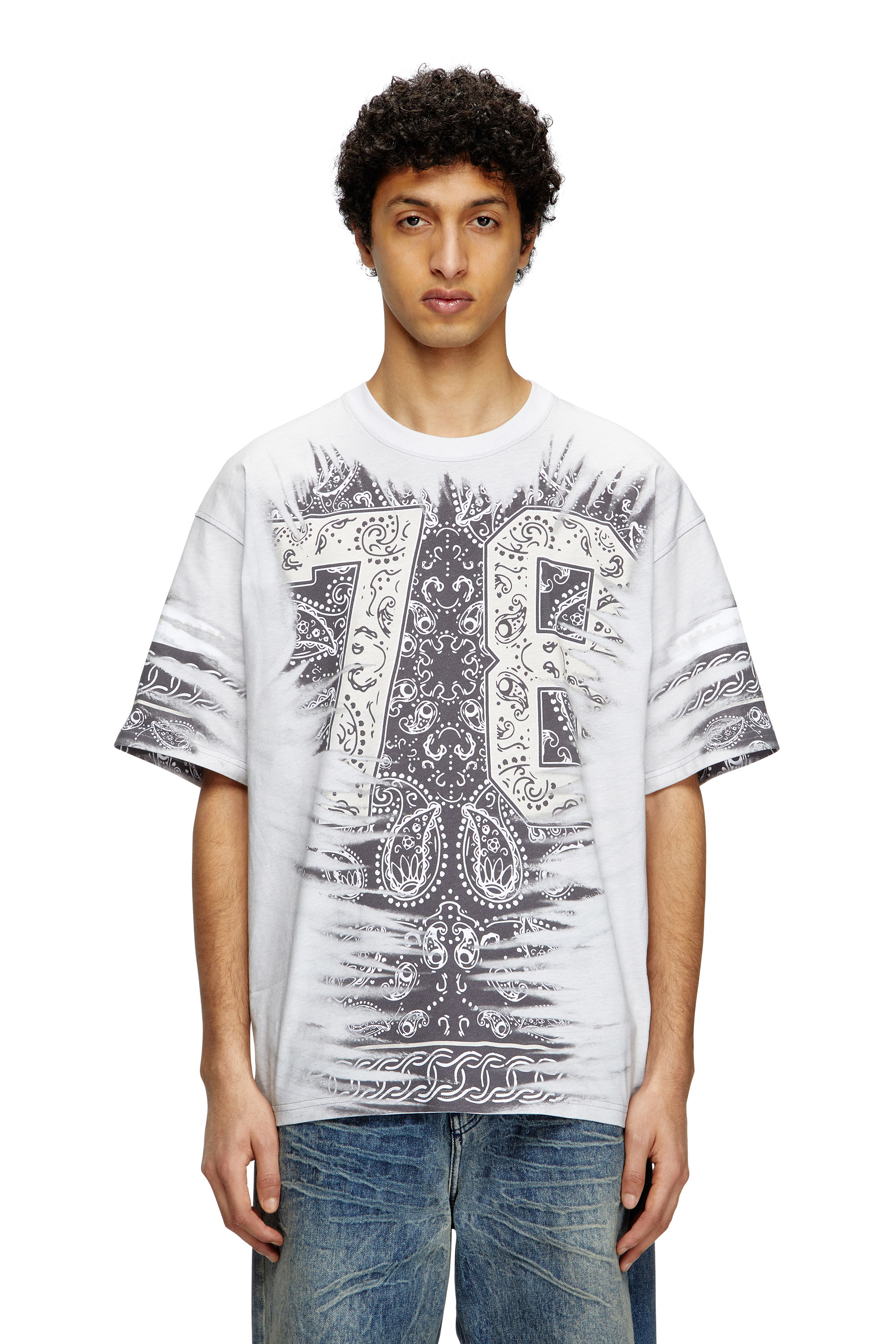 Diesel - T-BOXT-78-R1, Male's T-shirt with 78 bandana print in ホワイト - 3