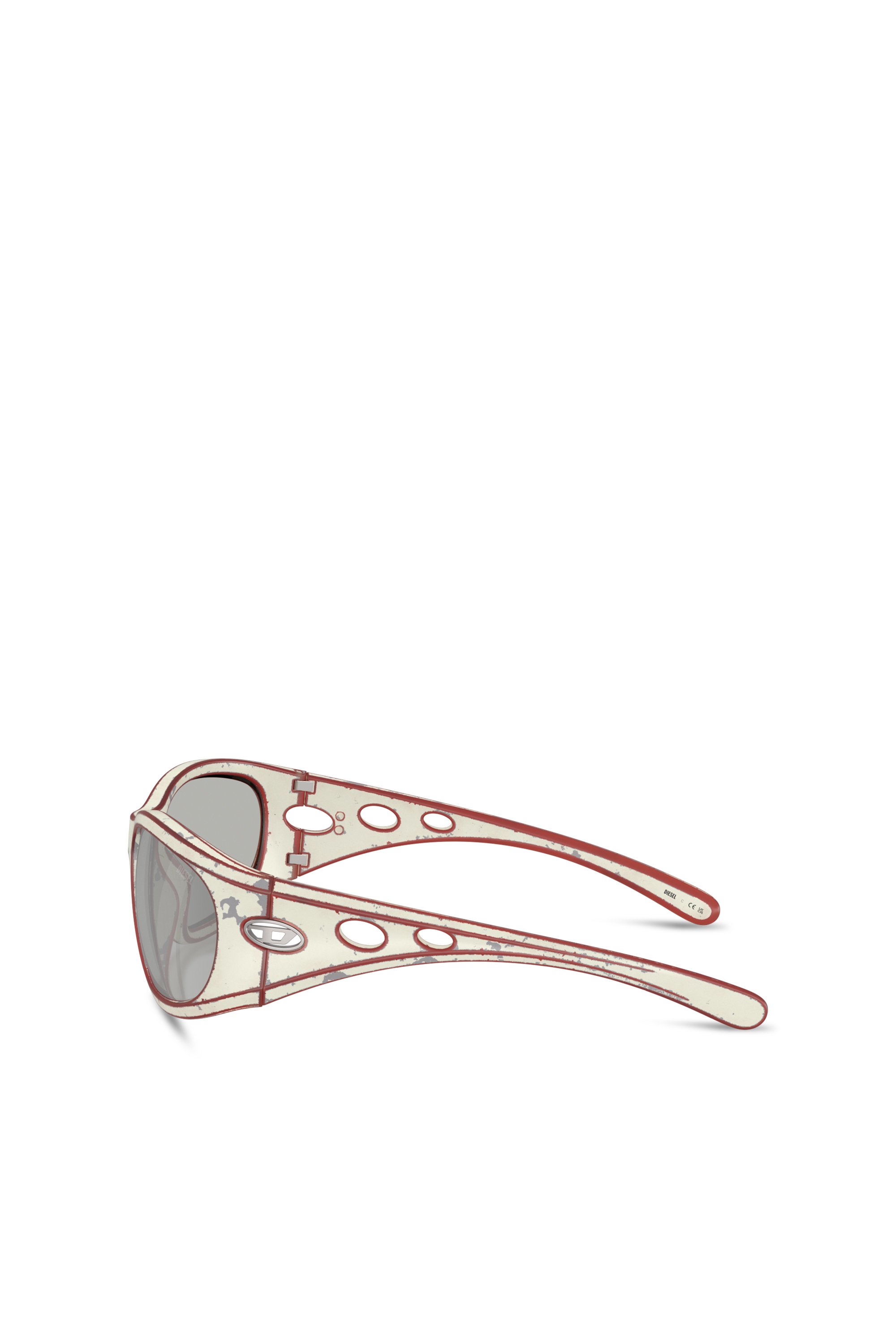 Diesel - 0DL3012U, Unisex's Rectangle sunglasses in イエロー/レッド - 3