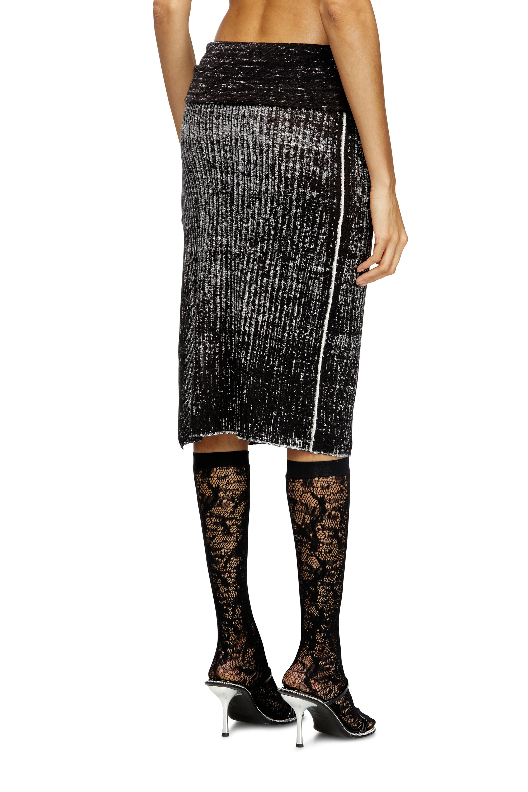 Diesel - M-EGANOID, Female's Knitted skirt with hip tie in ブラック - 4
