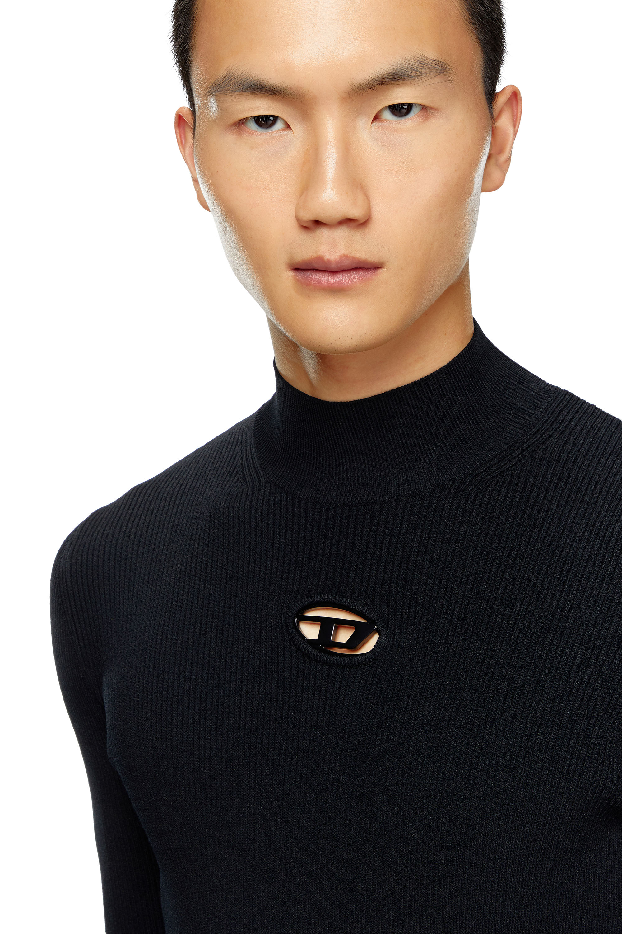 Diesel - K-ZACKARY, Male's Mock-neck jumper with Oval D in ブラック - 5