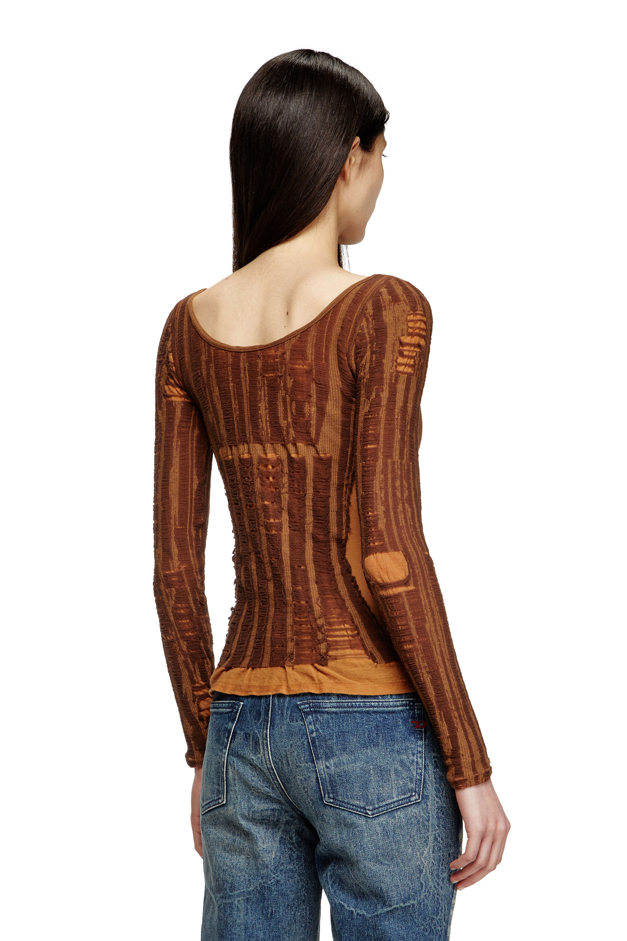 Diesel - M-CALAI, Female's Seamless top with lingerie illusion in ブラウン - 4