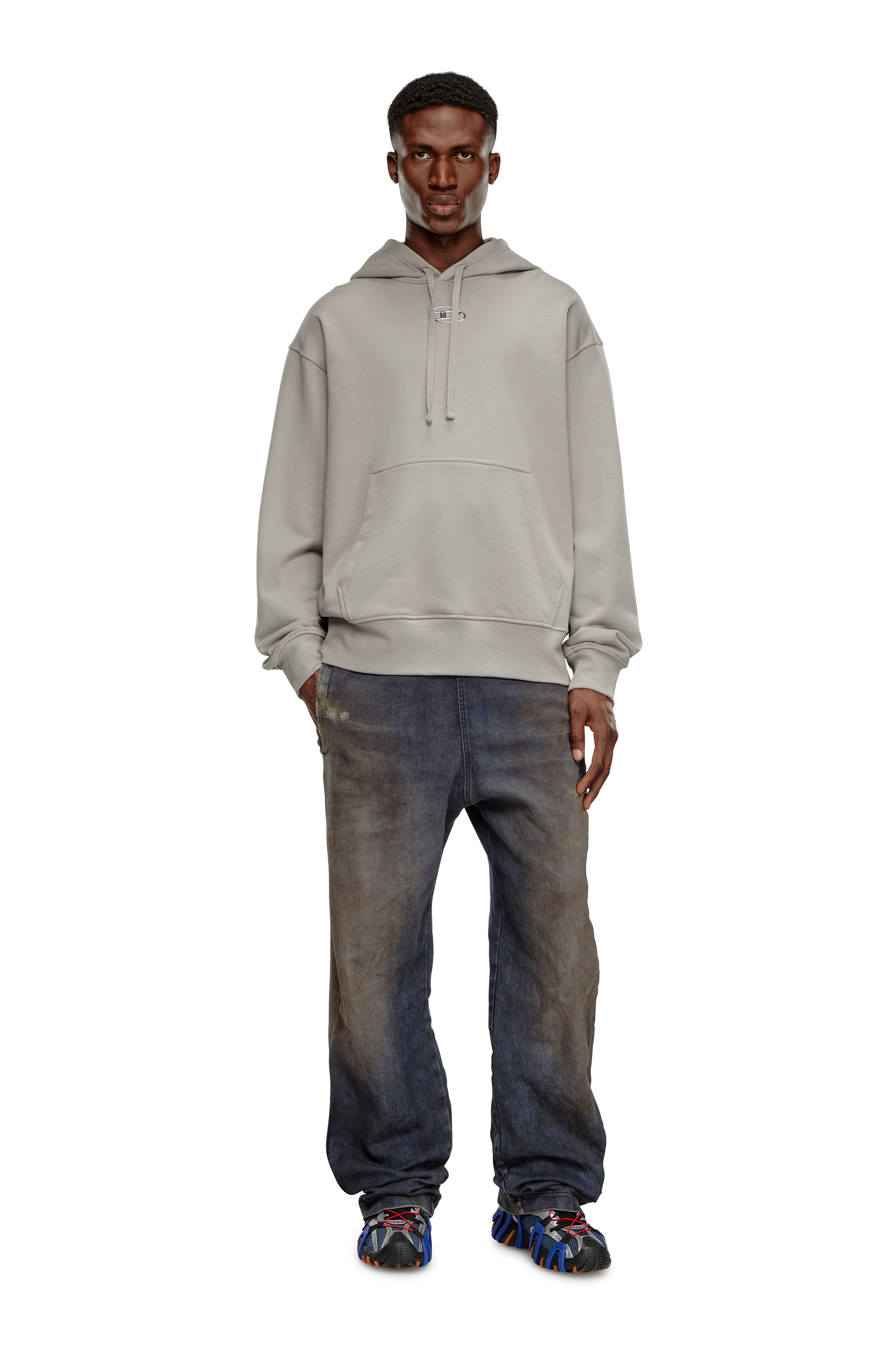 Diesel - S-MACS-HOOD-OD, Male's スウェットパーカーオーバルＤ in グレー - 1