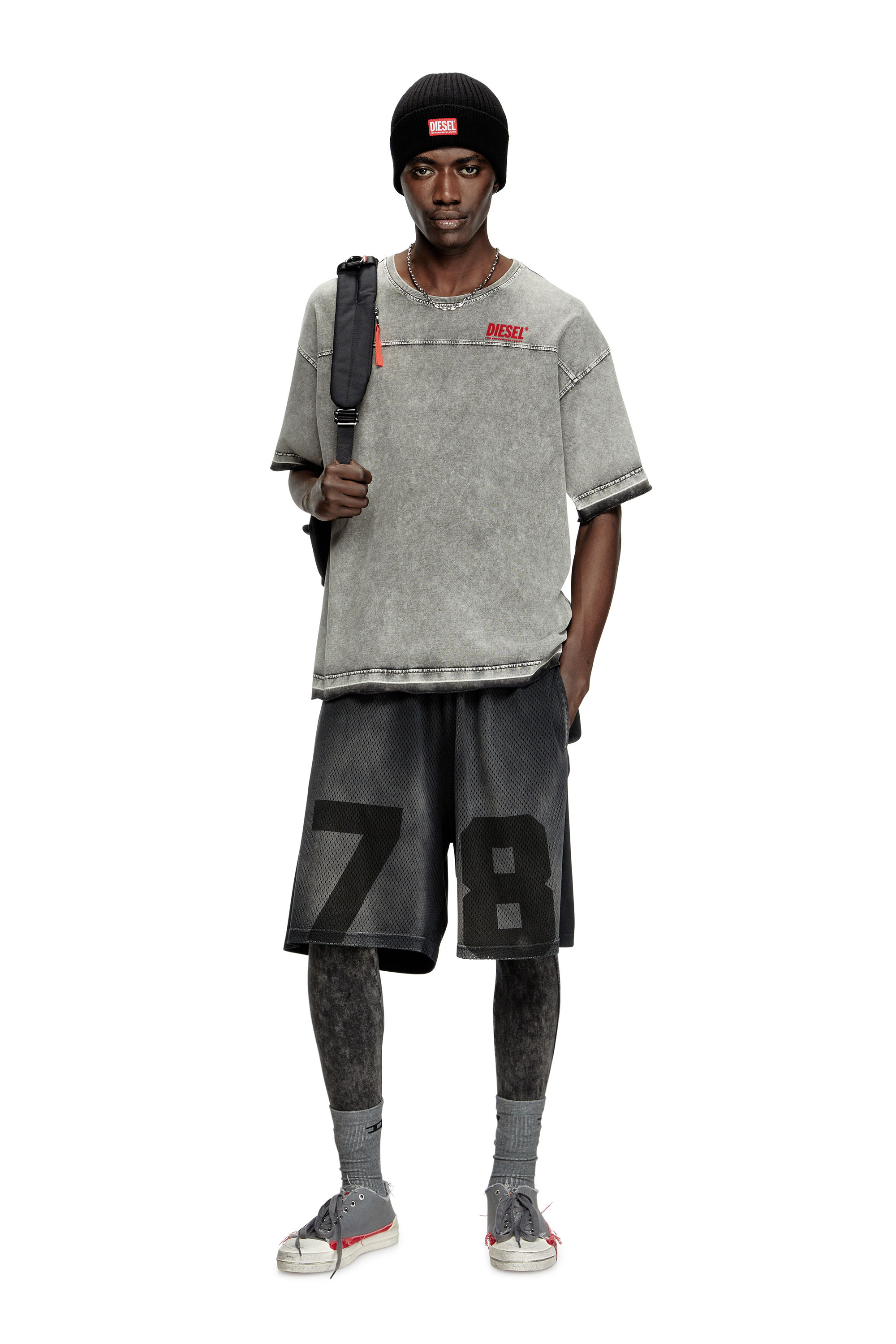 Diesel - P-TAIN-MESH, Male's Jersey and mesh shorts with faded effect in ブラック - 2