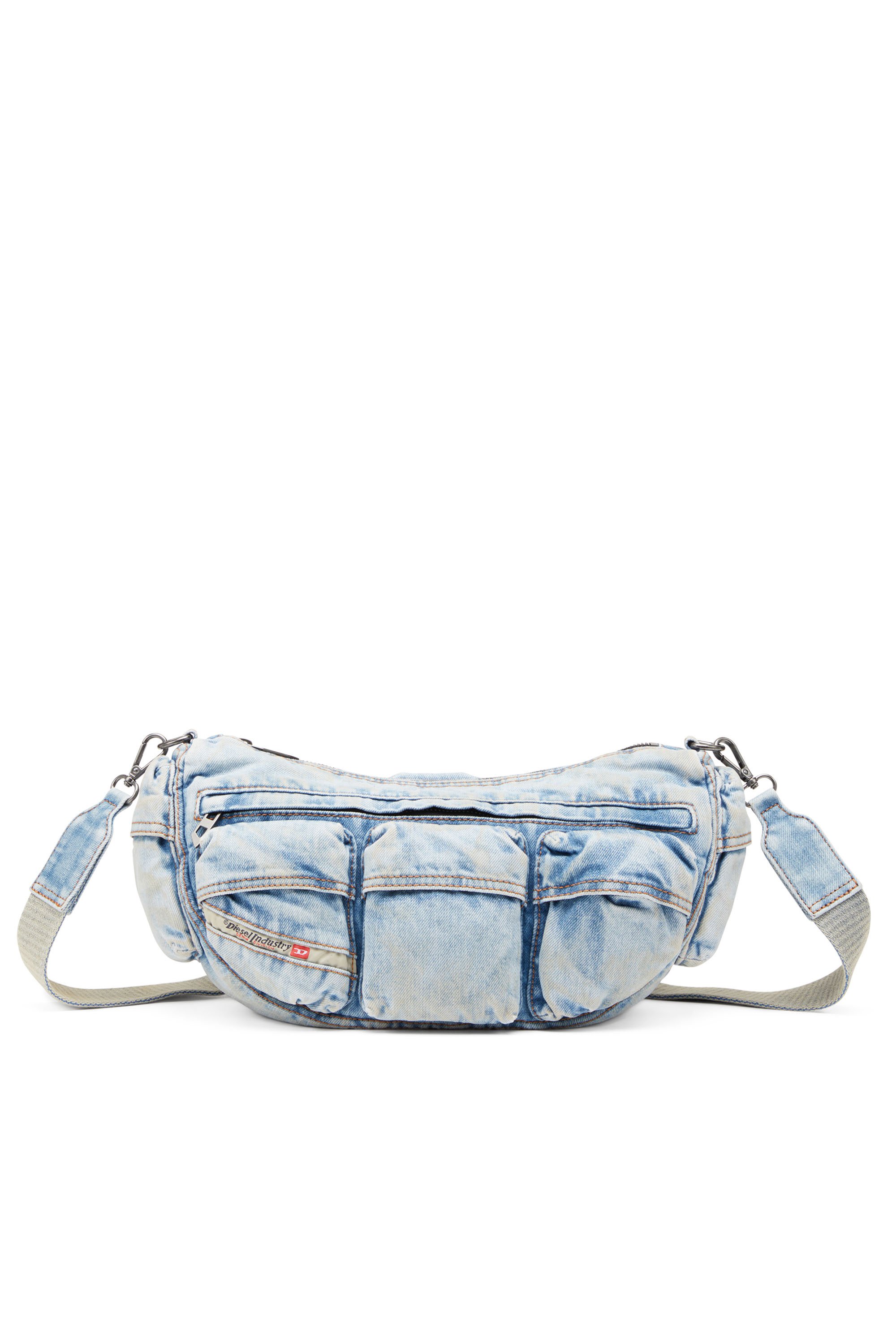 Diesel - RE-EDITION TRAVEL 3000 SHOULDER BAG X, Unisex's Travel 3000-Multipocket bag in treated denim in ライトブルー - 2
