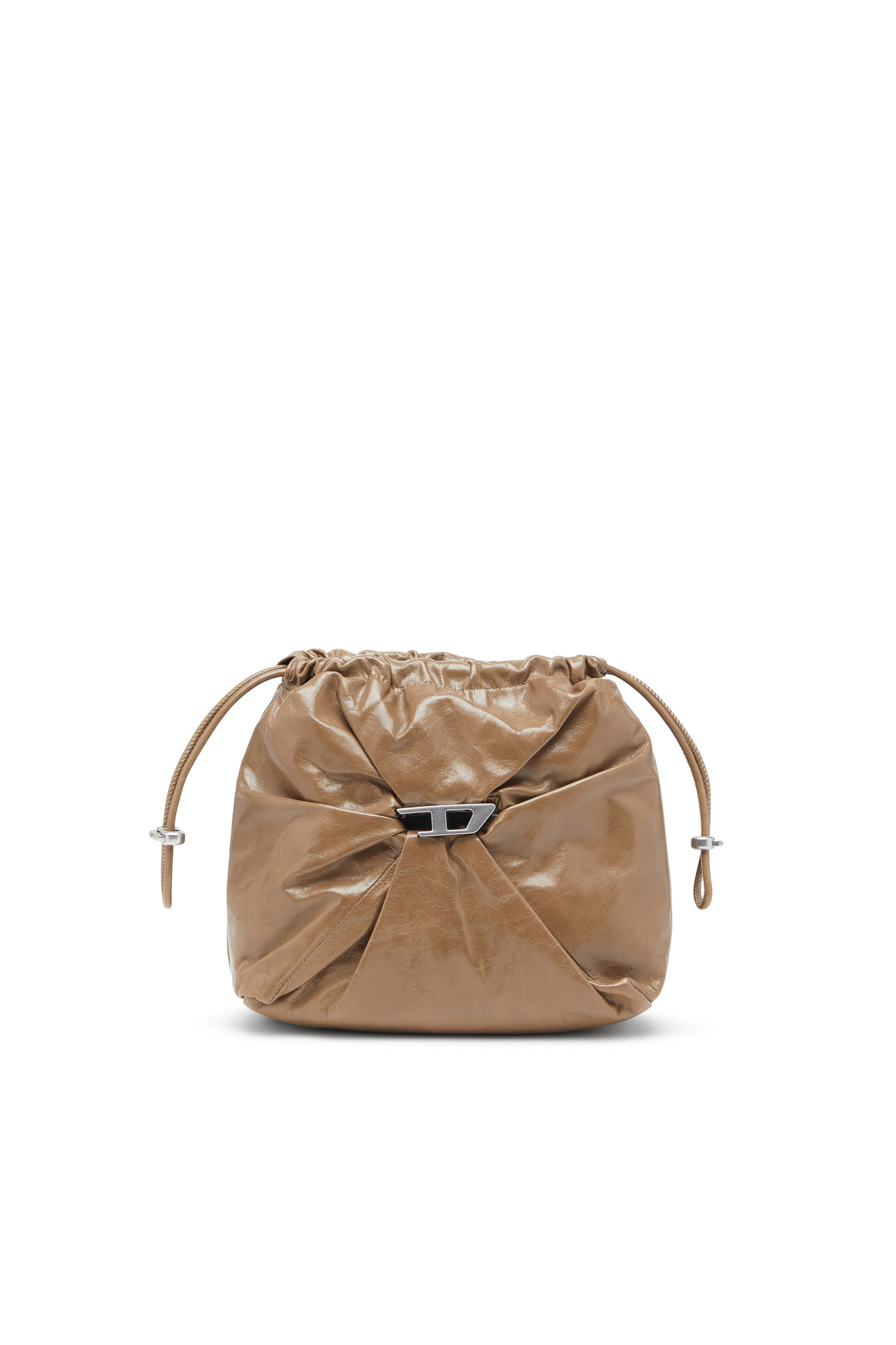 Diesel - SCRUNCH-D BUCKET, Female's Scrunch-D-Bucket bag in shiny wrinkled leather in ライトブラウン - 6