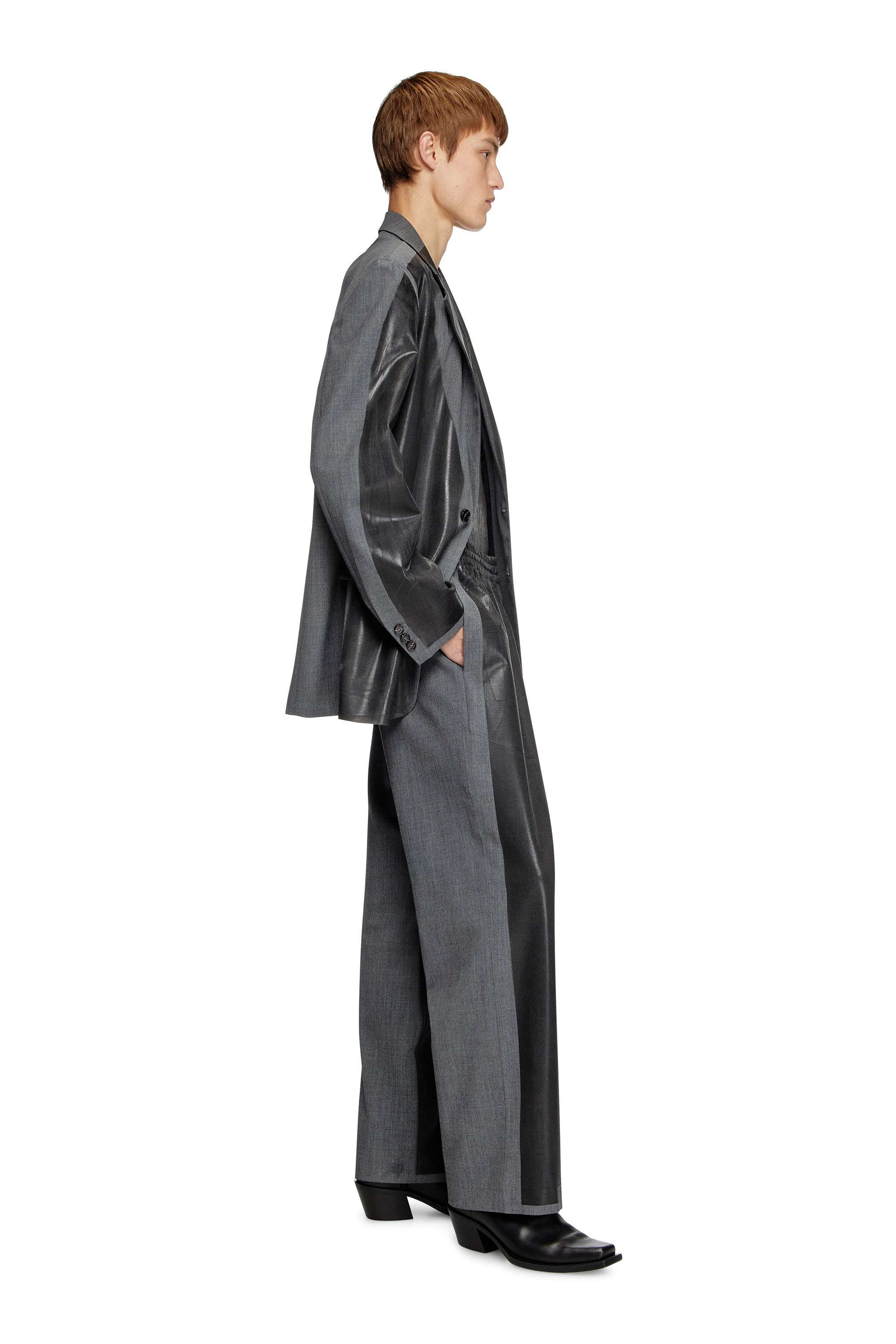Diesel - P-CLAYS-DD, Unisex's Tailored track pants with coated front in ブラック - 1