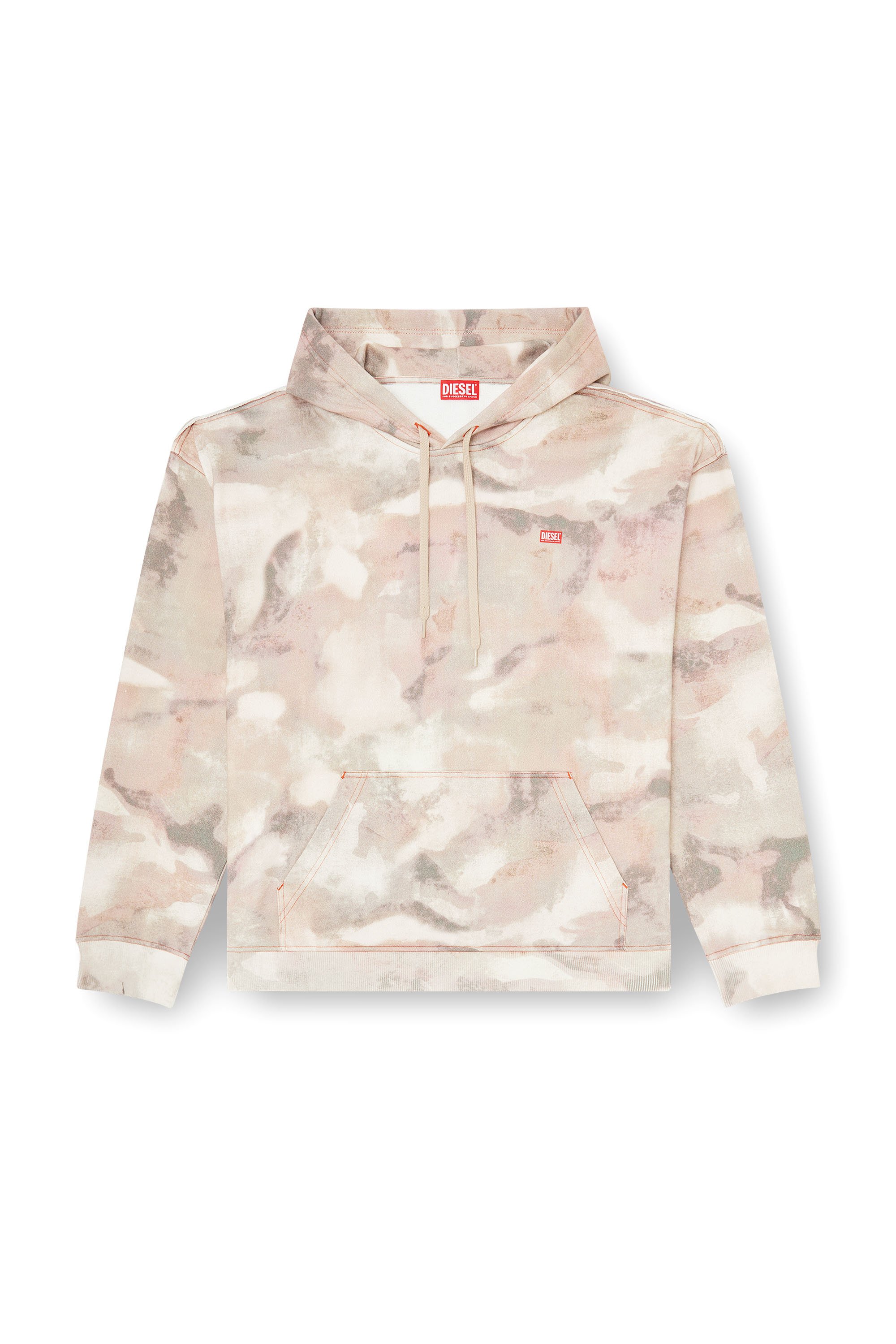 Diesel - S-BOXT-HOOD-V1, Male's Hoodie in camouflage-print organic cotton in ベージュ - 3