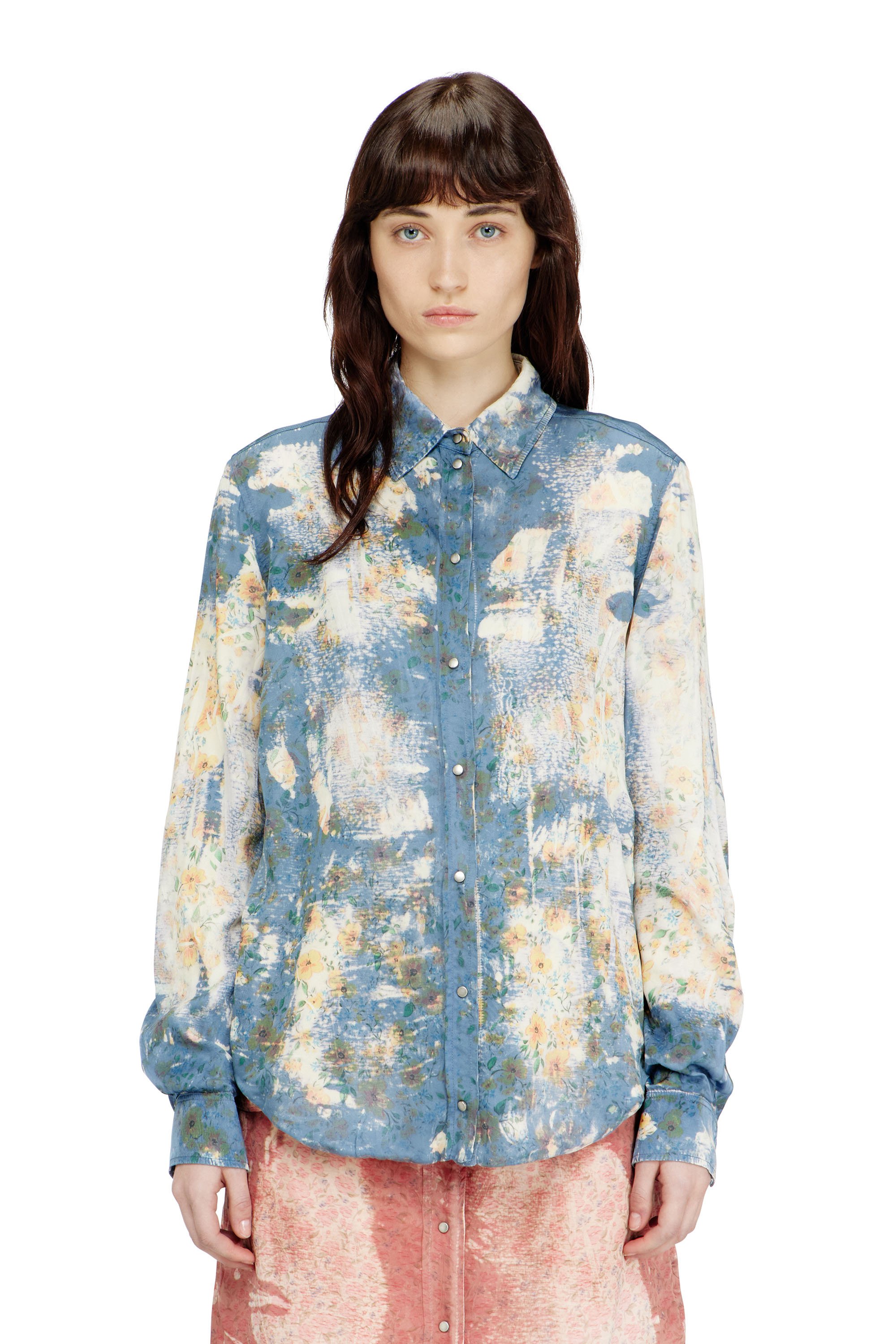 Diesel - C-ASSY, Female's Shirt with floral X-ray effect in ライトブルー - 1