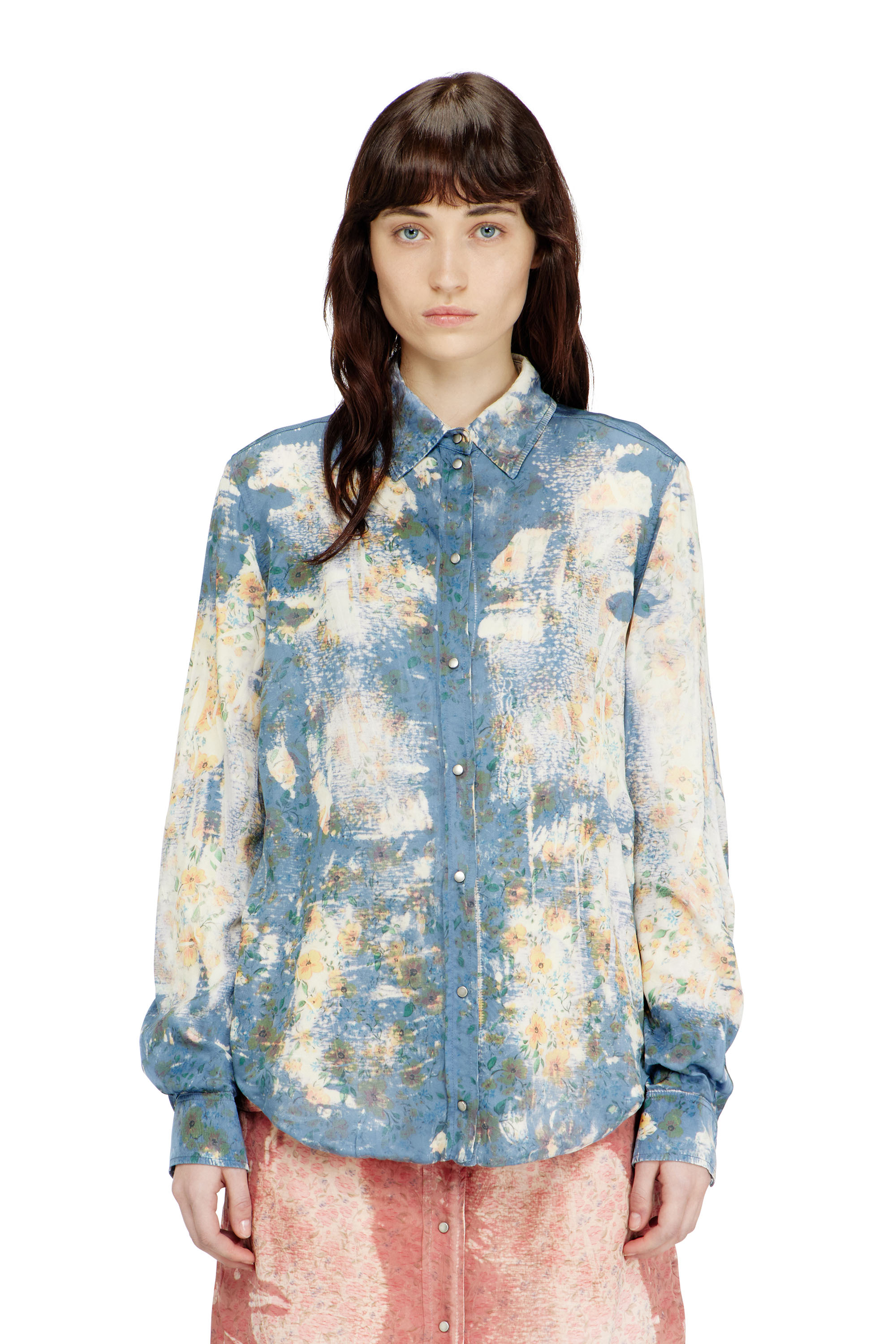 Diesel - C-ASSY, Female's Shirt with floral X-ray effect in ライトブルー - 3