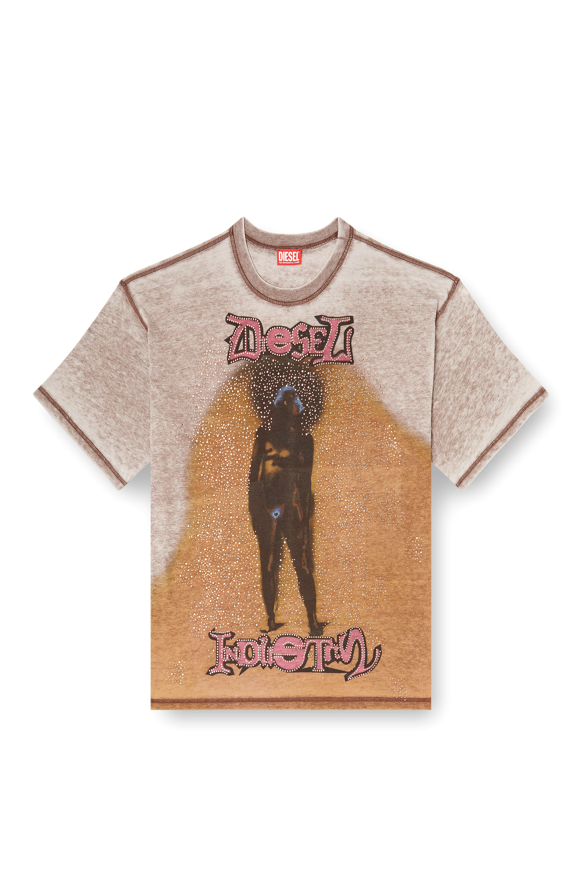 Diesel - T-BOXT-V12, Male's Tシャツ in ライトブラウン - 3