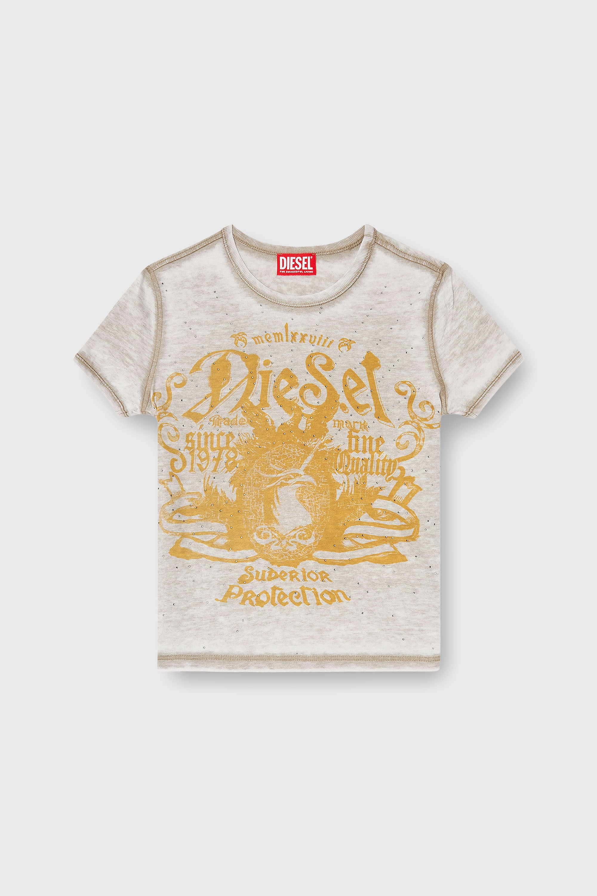 Diesel - T-UNCUTIES-LONG-AA3, Female's Tシャツ in ゴールド/グレー - 2