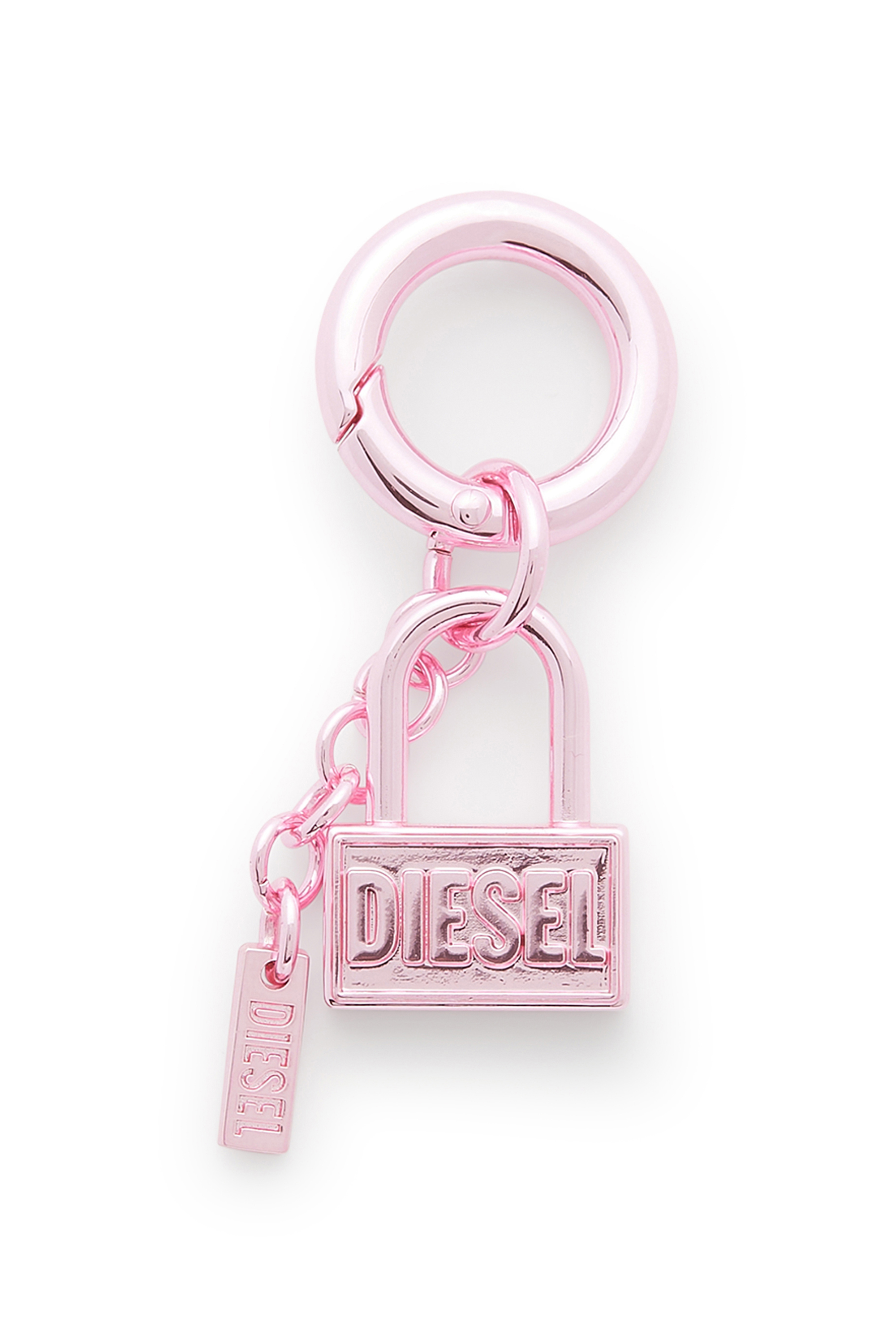 Diesel - CHARM-LOCK, Unisex's Metal keyring charm with padlock design in ピンク / ホワイト - 1