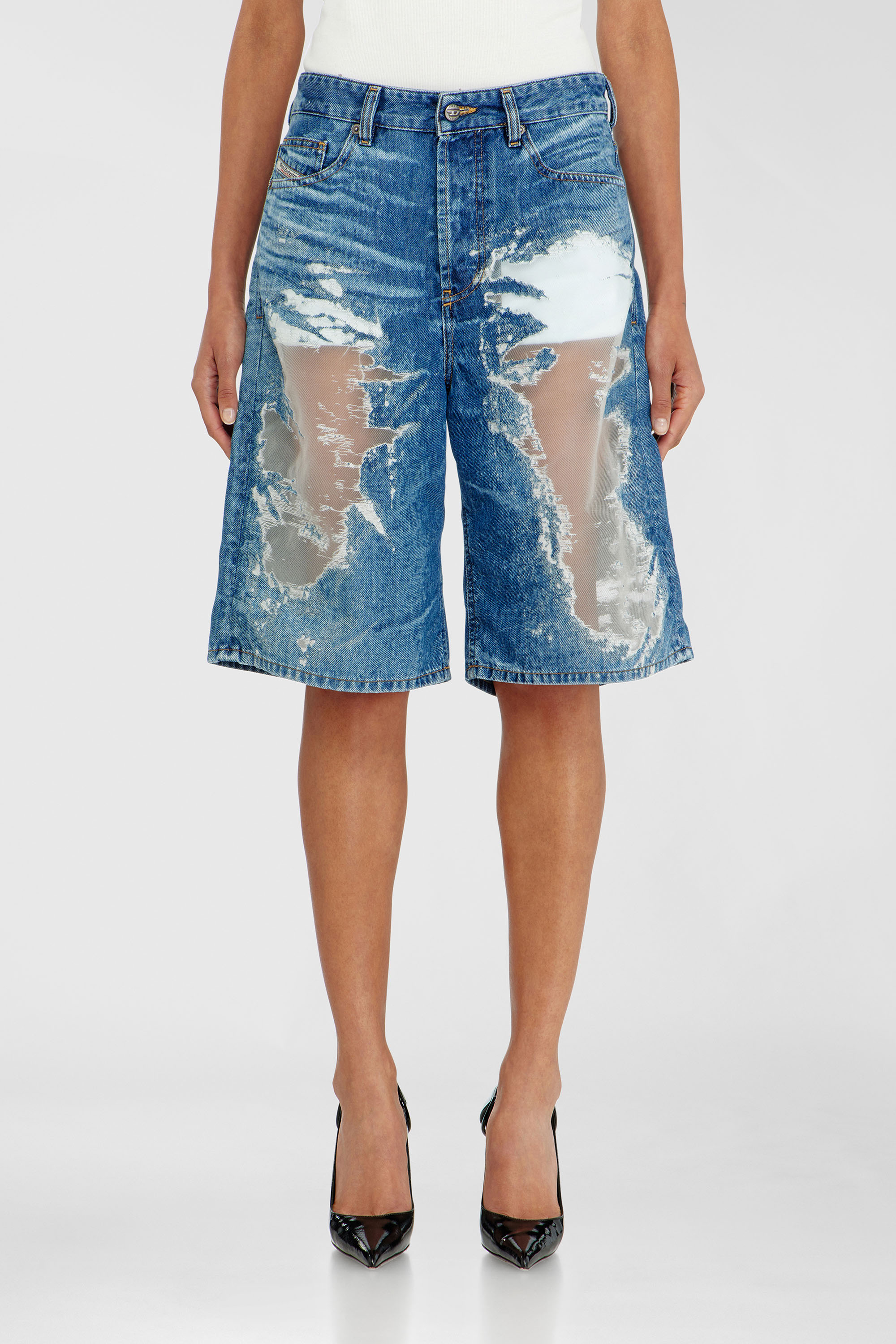 Diesel - PR-DE-SIRE-SHORT, Unisex's Shorts in devor&eacute; denim in ミディアムブルー - 2