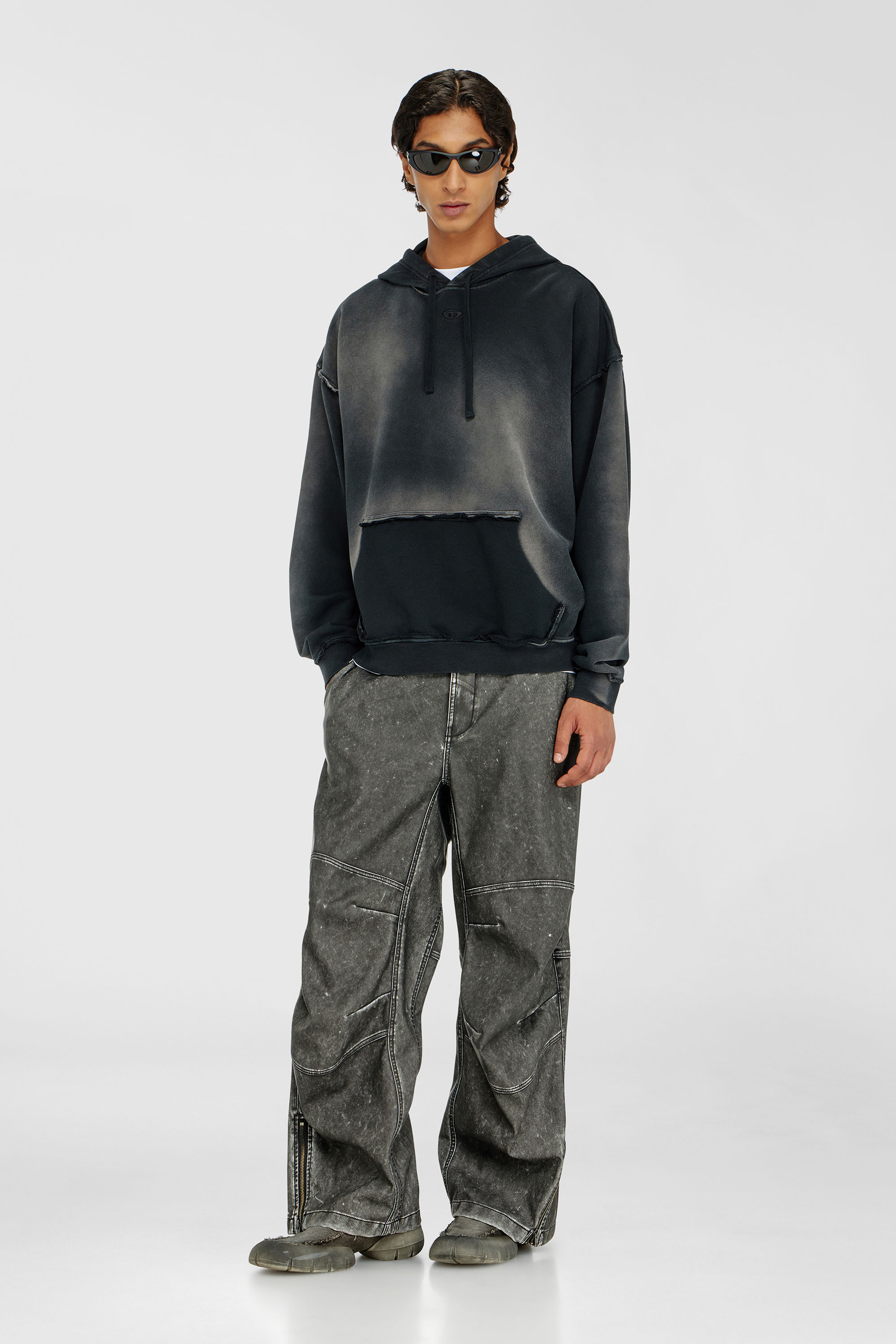 Diesel - S-POCK-HOOD, Male's プルオーバーパーカー in ブラック/グレー - 2
