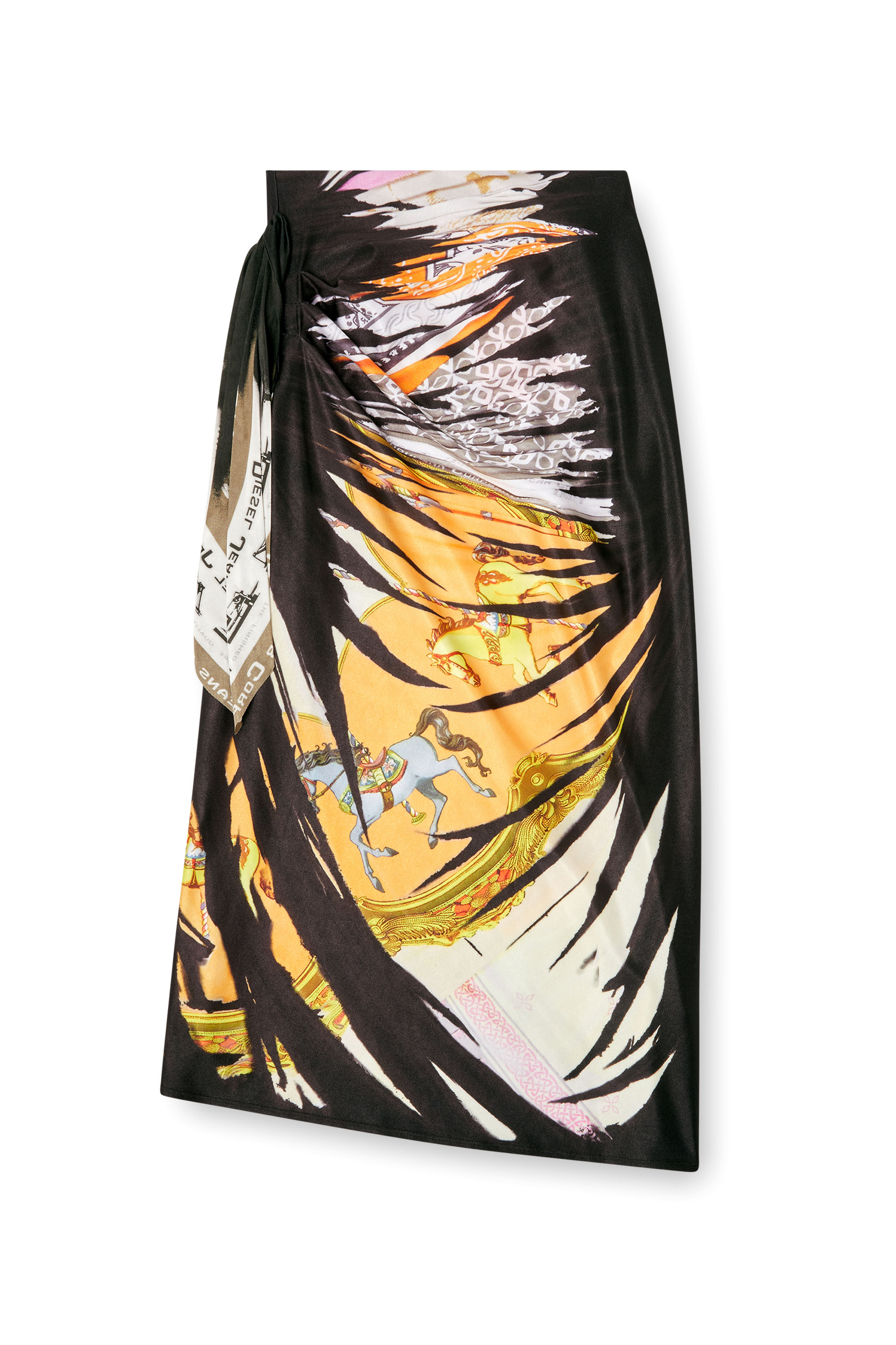 Diesel - O-PARY, Female's Draped skirt with bandana print in ブルー/ホワイト - 2