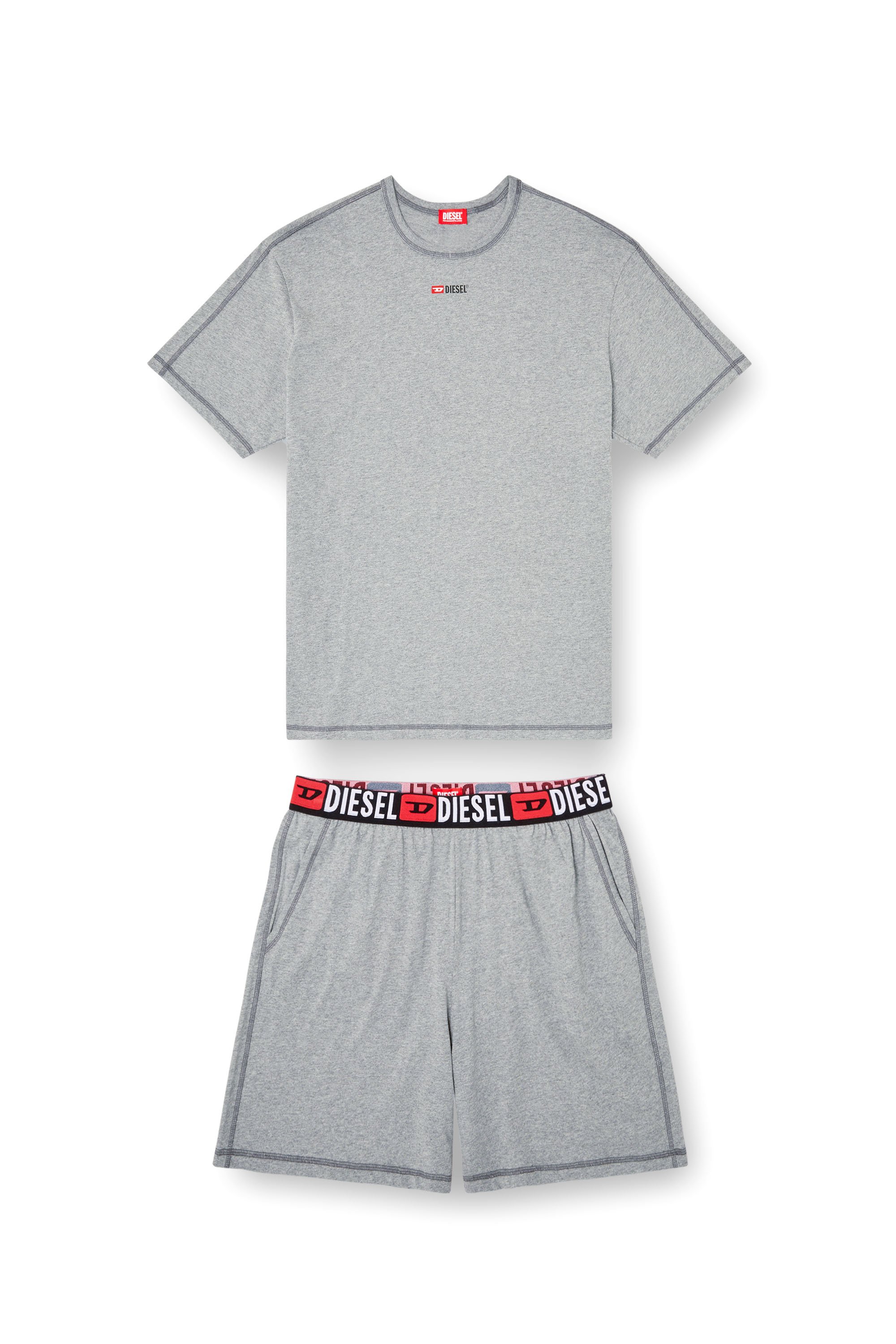 Diesel - SET-ADAM-D-CORE, Male's Short Pajamas in cotton jersey in グレー - 4