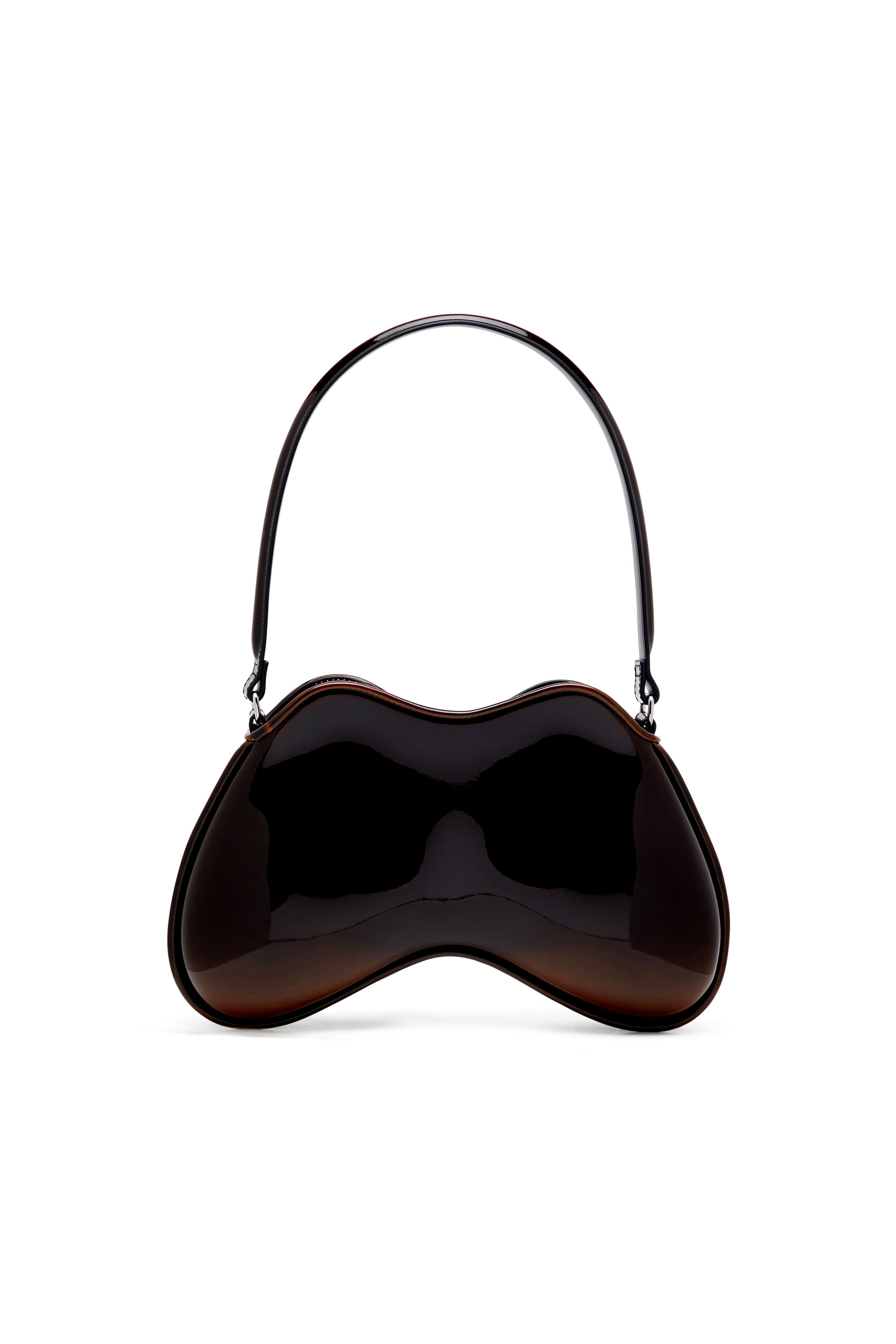 Diesel - DOUBLE-D SHOULDER, Female's Rigid shoulder bag in dégradé glossy PU in ブラウン - 2