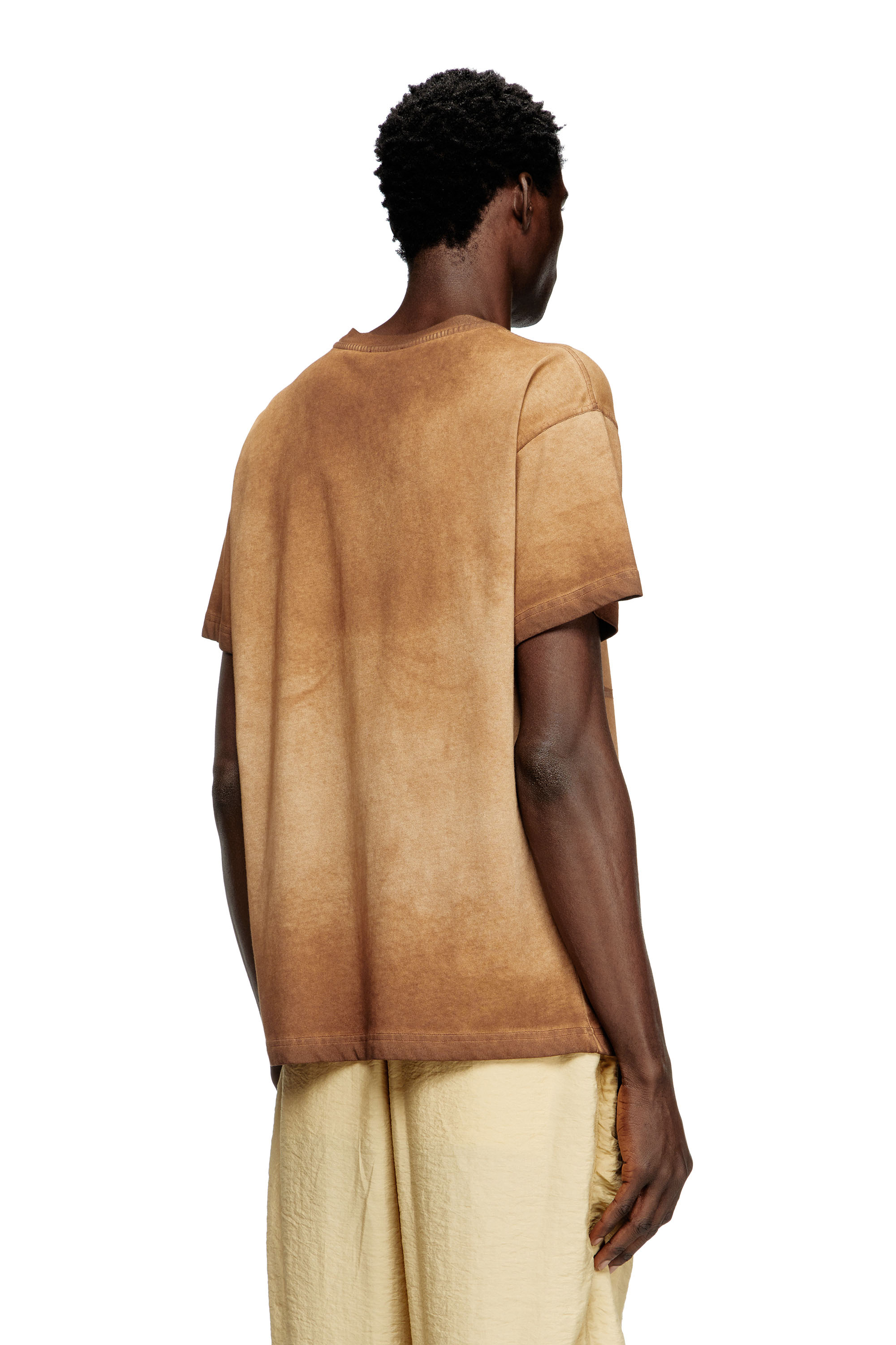 Diesel - T-NORM-T9, Male's T-shirt with phoenix devoré in ブラウン - 4